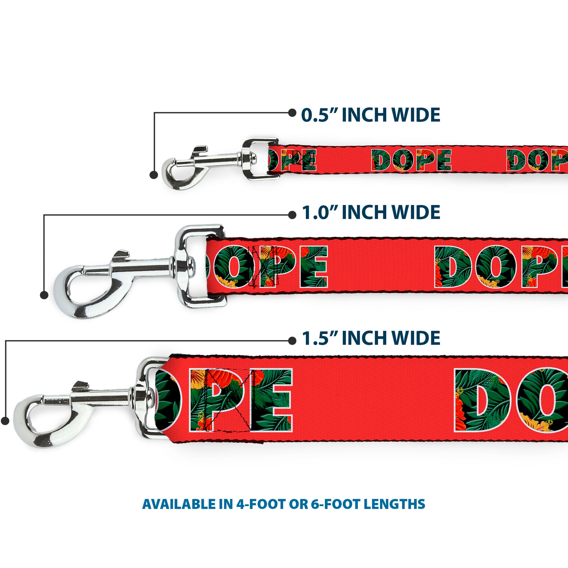 Buckle-Down Dog Leash - DOPE Red/Black/Tropical Flowers Dog Leashes Buckle-Down