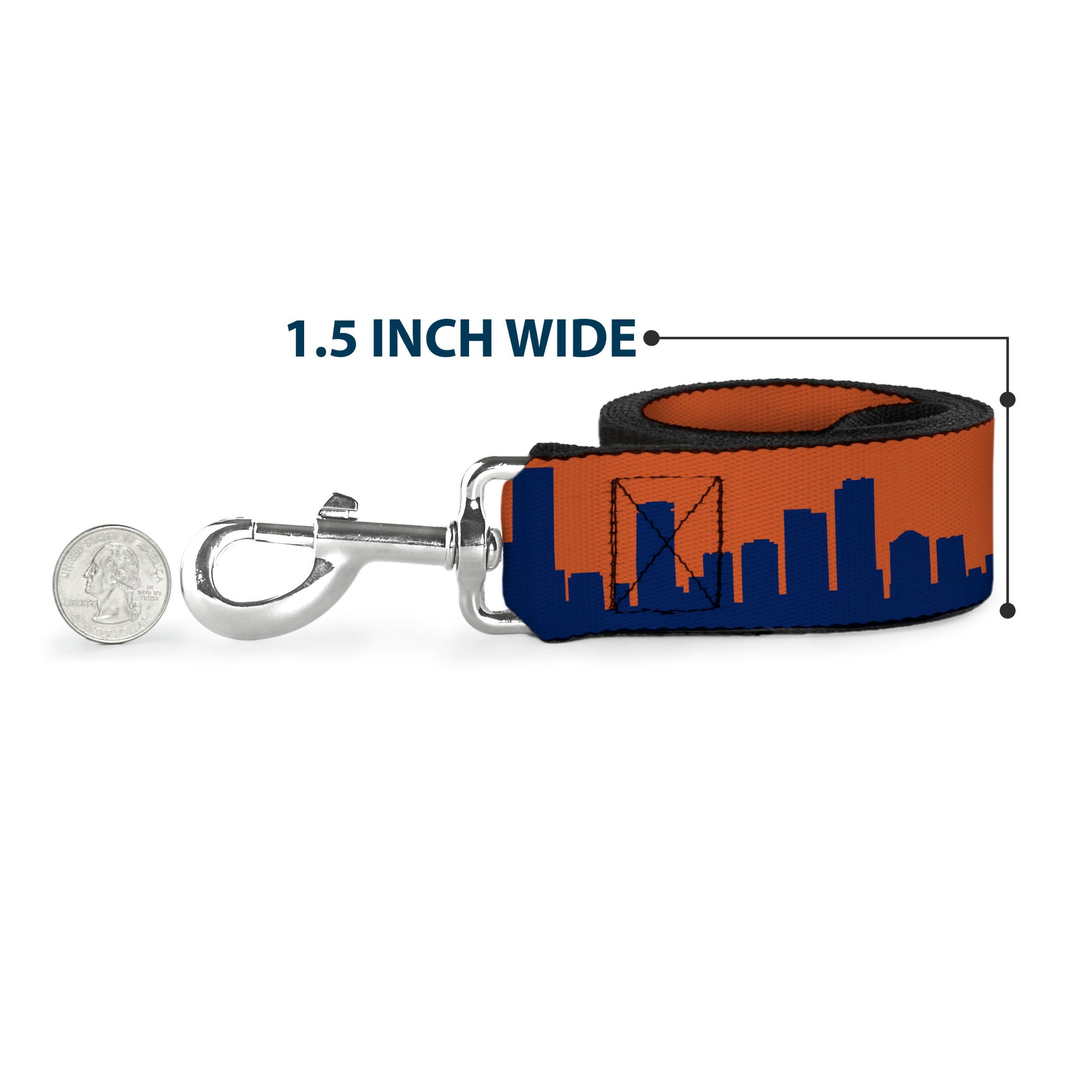 Dog Leash - Denver Solid Skyline Orange/Navy Dog Leashes Buckle-Down