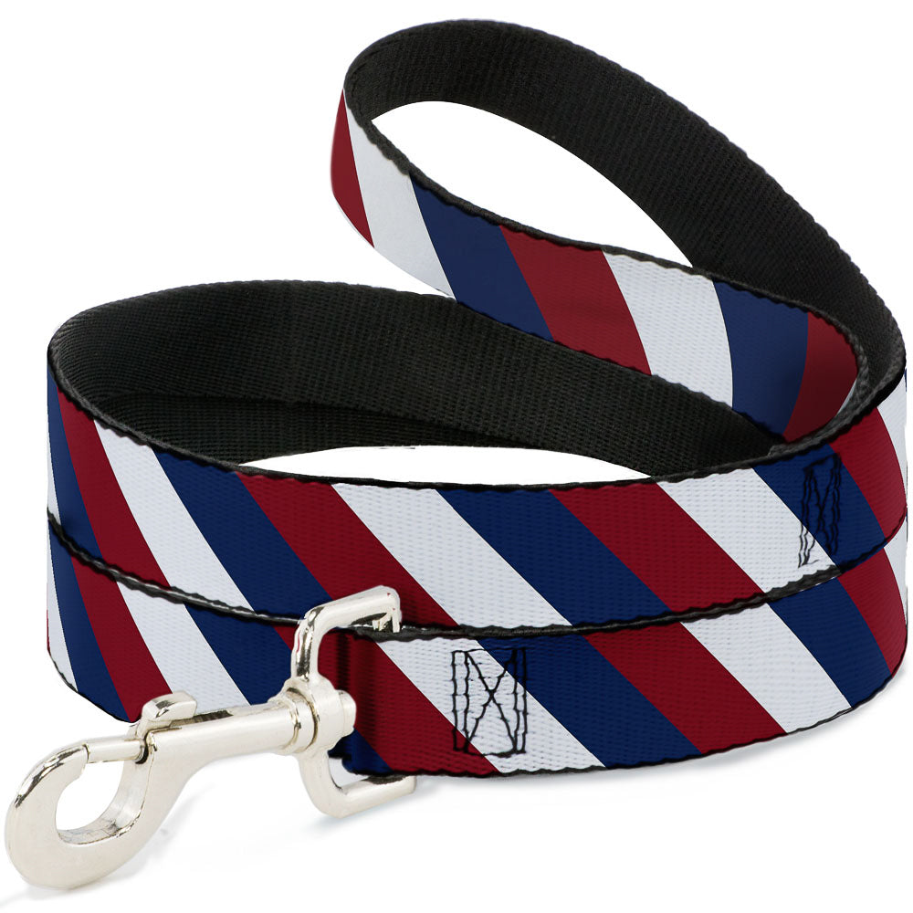 Dog Leash - Diagonal Stripe Red/White/Navy Dog Leashes Buckle-Down