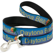 Dog Leash - DAYTONA BEACH Script Sun Palm Trees Blue Fade Yellow Oranges Green Dog Leashes Buckle-Down