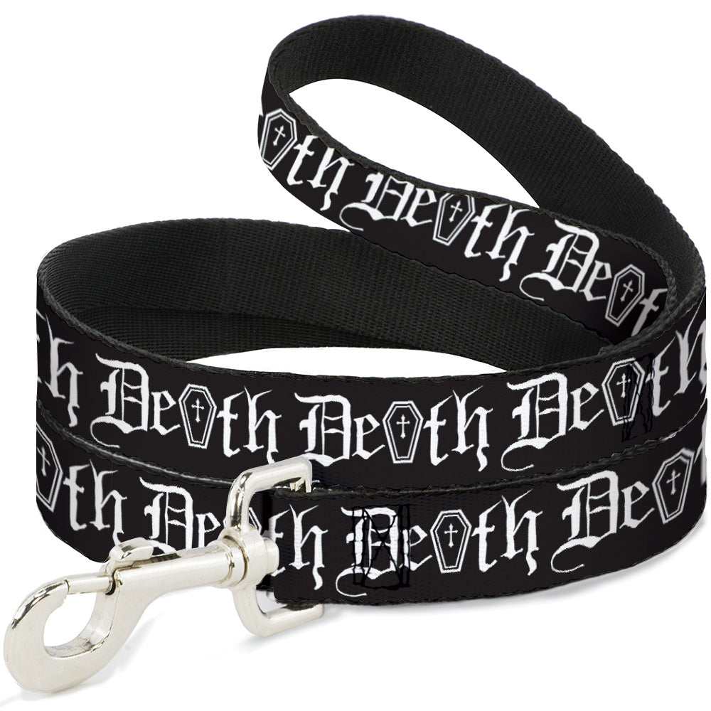 Dog Leash - DEATH w/Coffin Old English Black/White Dog Leashes Buckle-Down