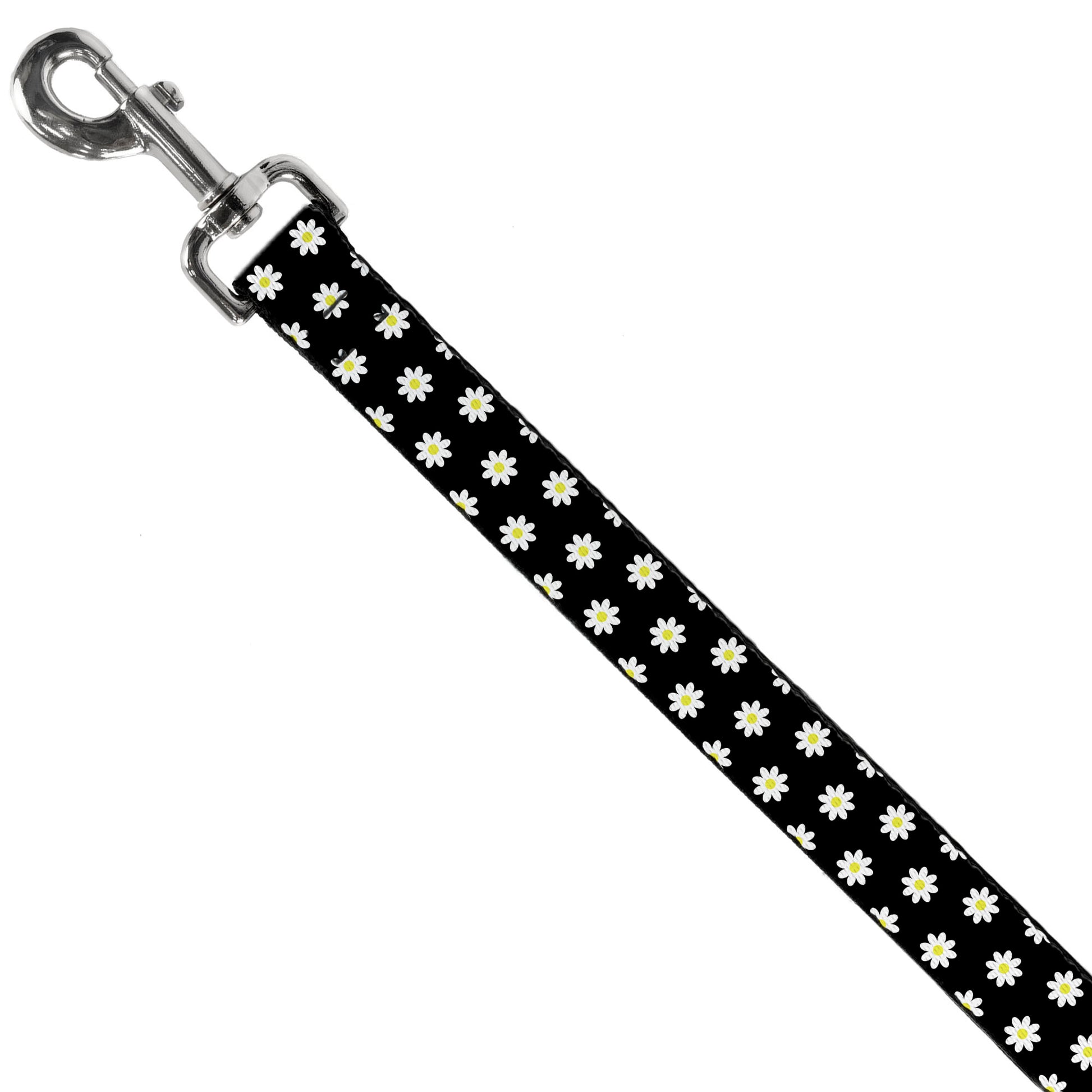 Dog Leash - Daisies Scattered Black/White/Yellow Dog Leashes Buckle-Down