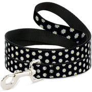 Dog Leash - Daisies Scattered Black/White/Yellow Dog Leashes Buckle-Down