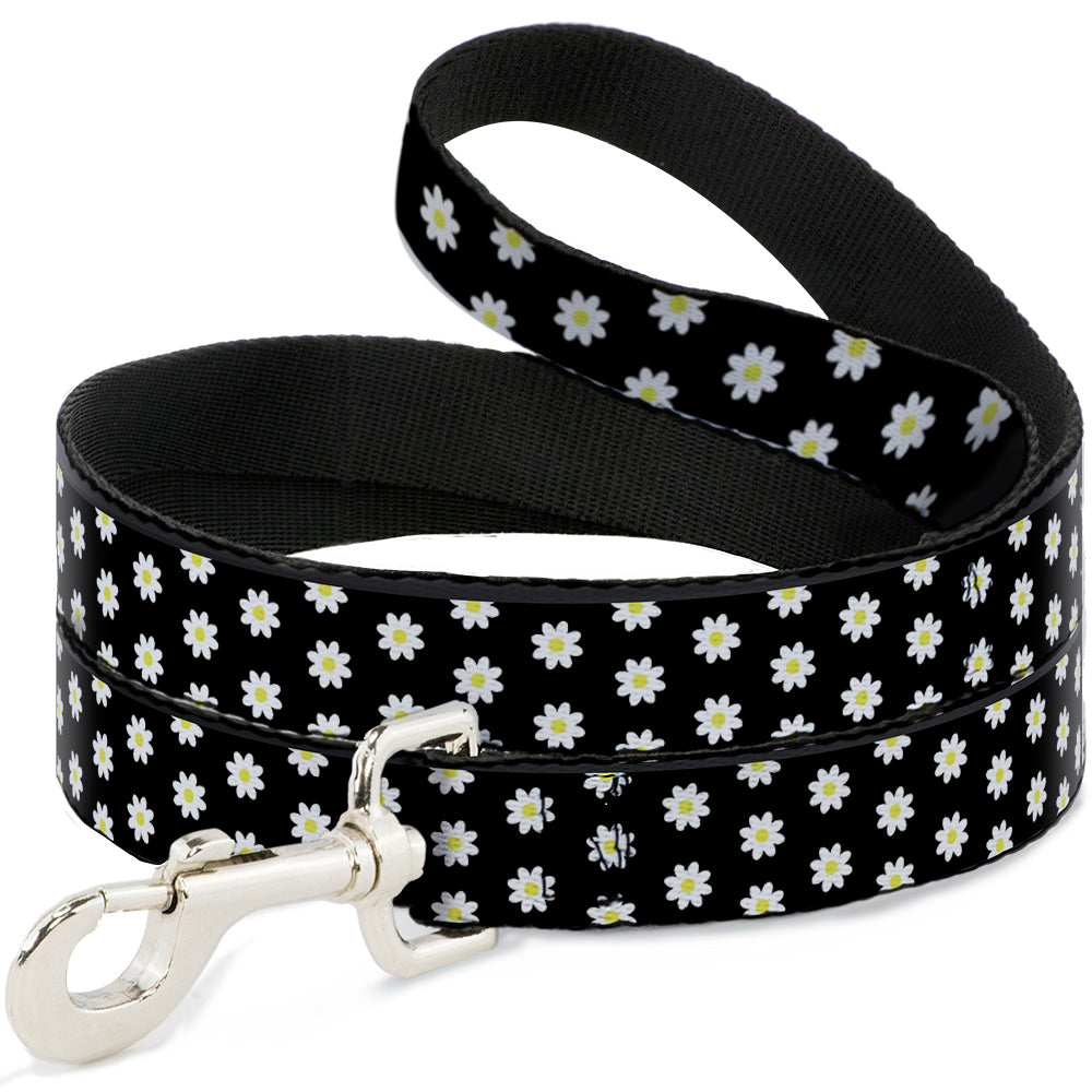 Dog Leash - Daisies Scattered Black/White/Yellow Dog Leashes Buckle-Down