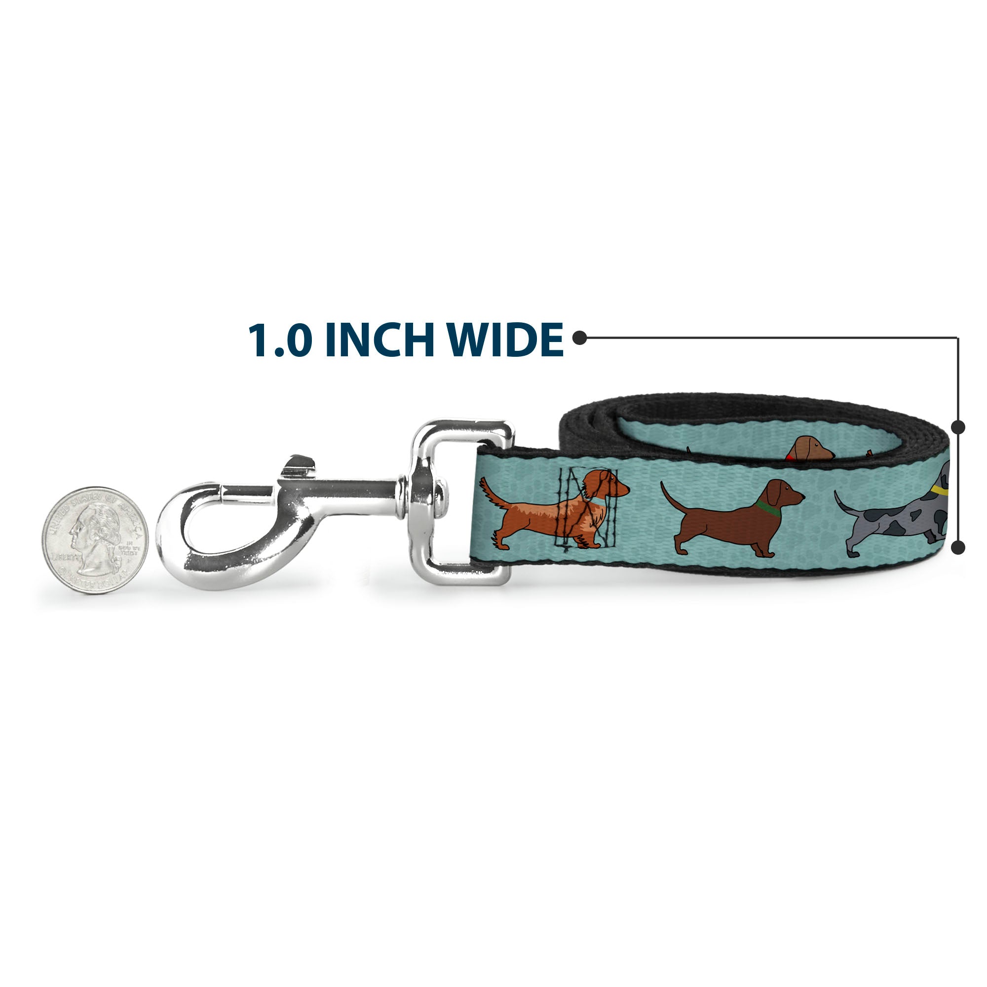 Dog Leash - Dachshund 4-Dogs/Paws Aquas Dog Leashes Buckle-Down
