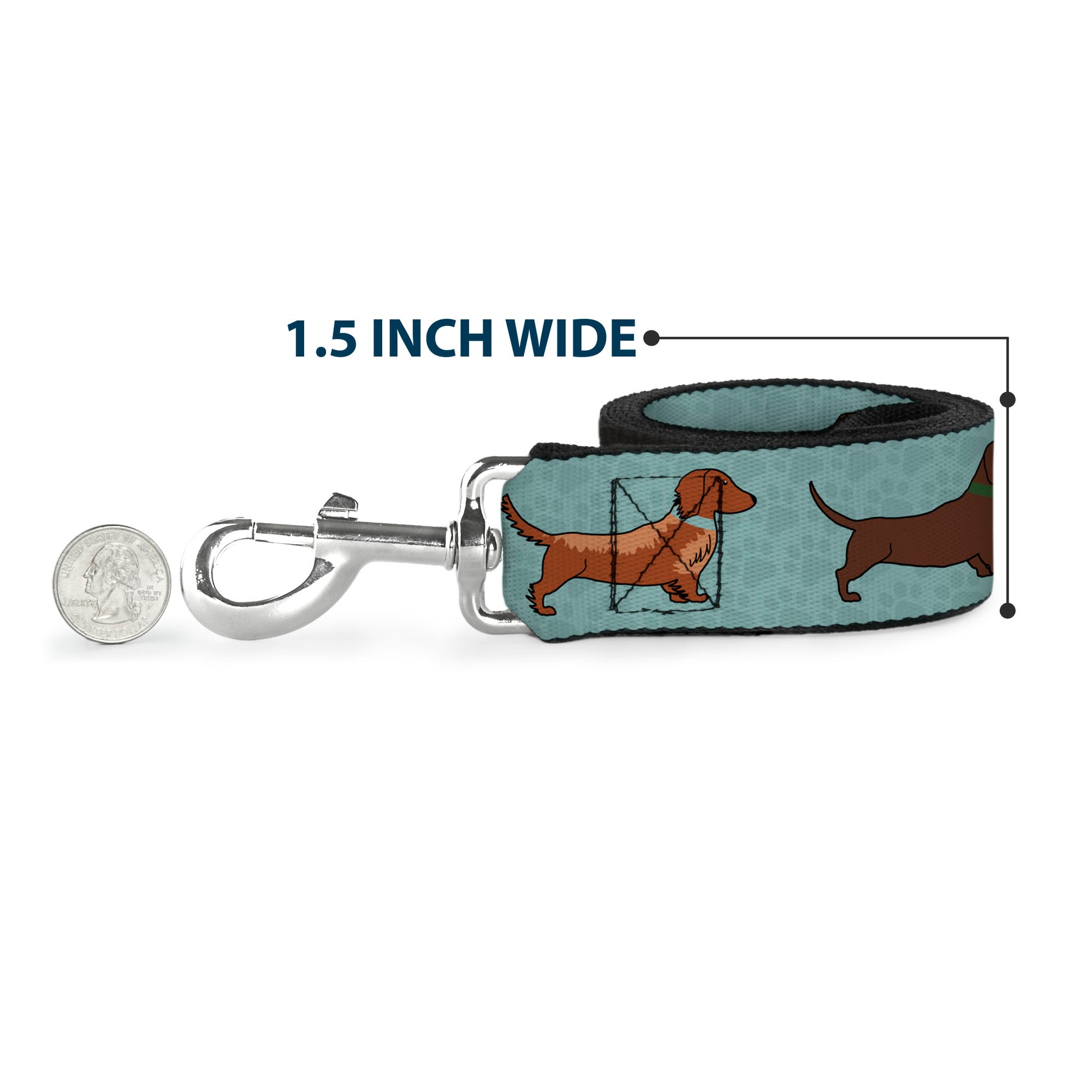 Dog Leash - Dachshund 4-Dogs/Paws Aquas Dog Leashes Buckle-Down