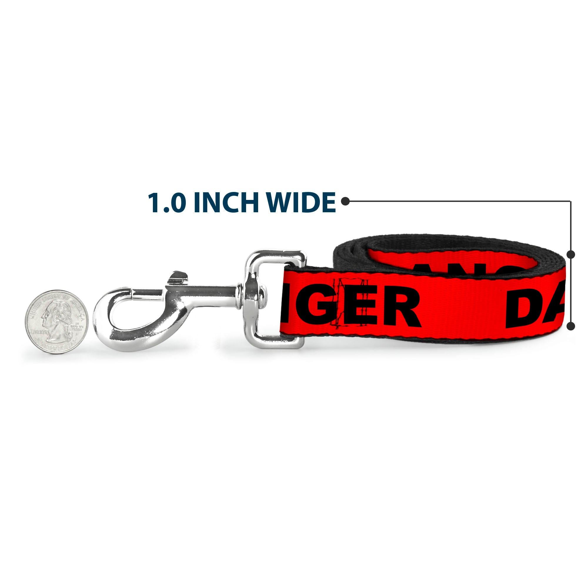 Dog Leash - DANGER Text Red/Black Dog Leashes Buckle-Down