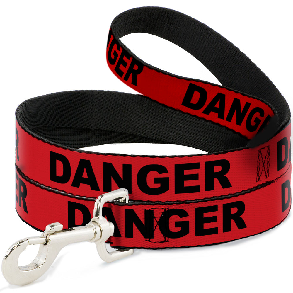 Dog Leash - DANGER Text Red/Black Dog Leashes Buckle-Down