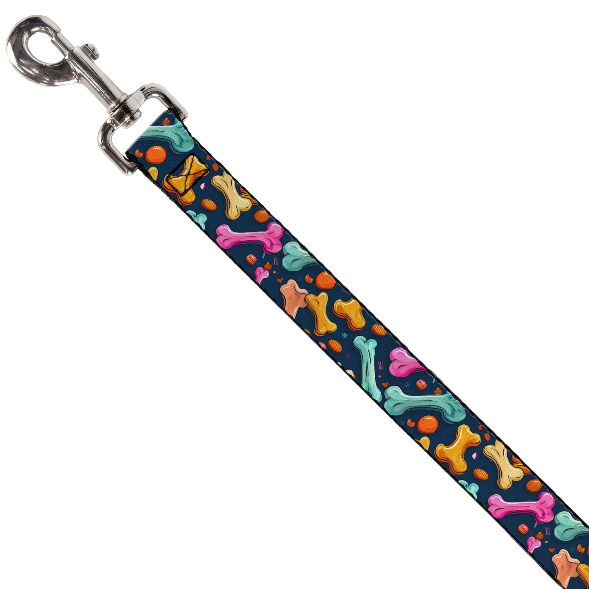 Dog Leash - Dog Bone Treats Scattered Blue/Multi Color Dog Leashes Buckle-Down