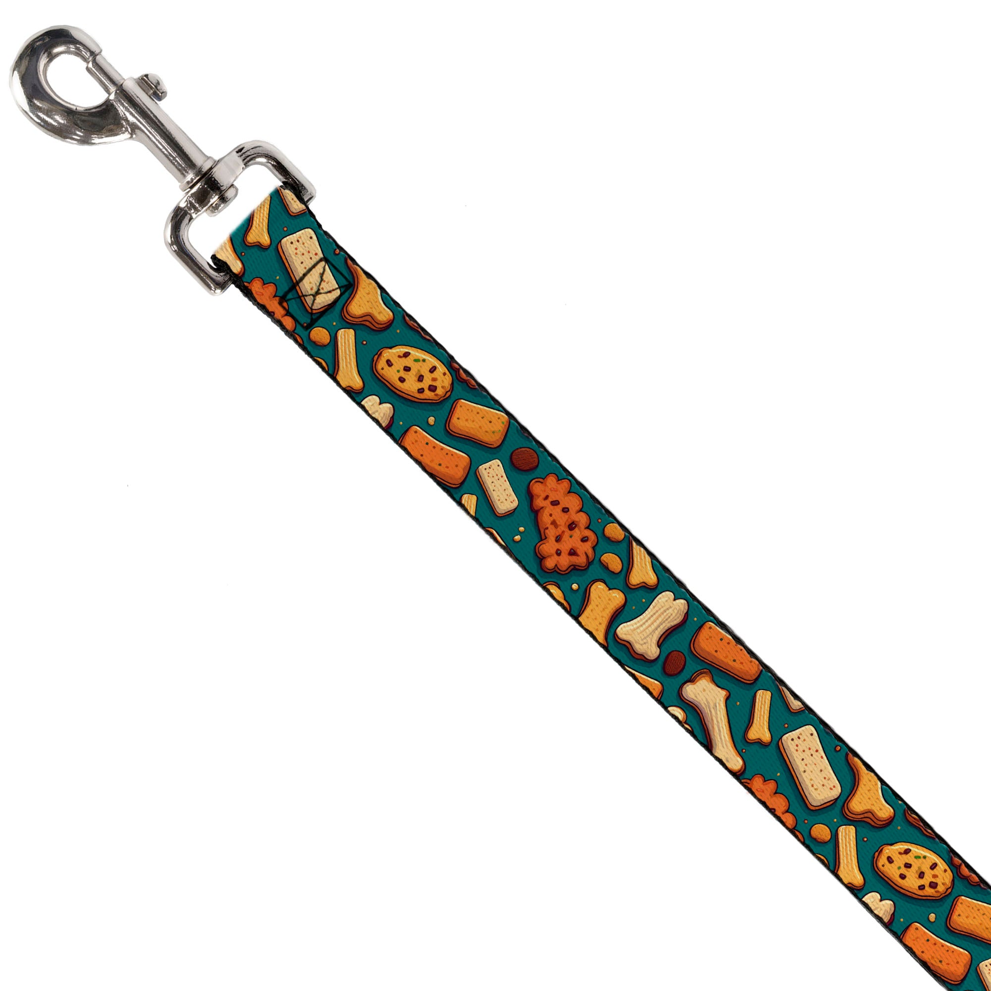Dog Leash - Dog Bone and Biscuit Treats Scattered Blue/Browns Dog Leashes Buckle-Down