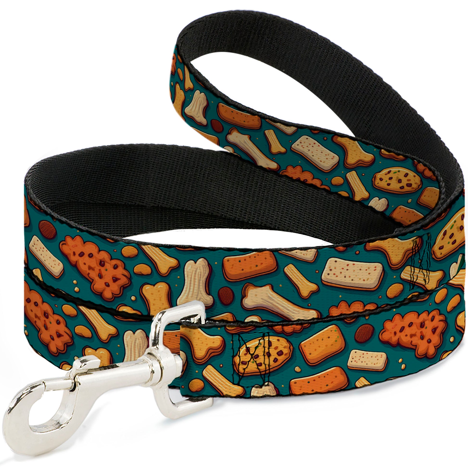 Dog Leash - Dog Bone and Biscuit Treats Scattered Blue/Browns Dog Leashes Buckle-Down