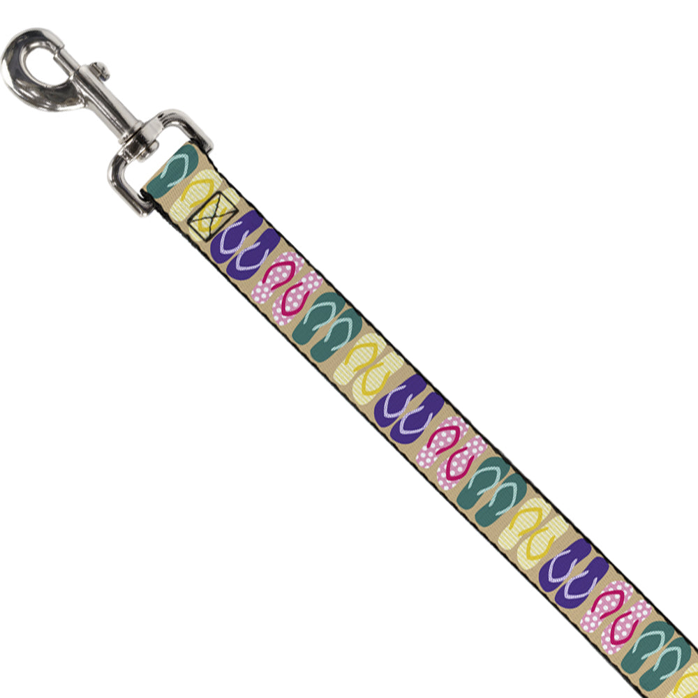 Dog Leash - Flip Flops5 CLOSE-UP Sand/Multi Color Dog Leashes Buckle-Down