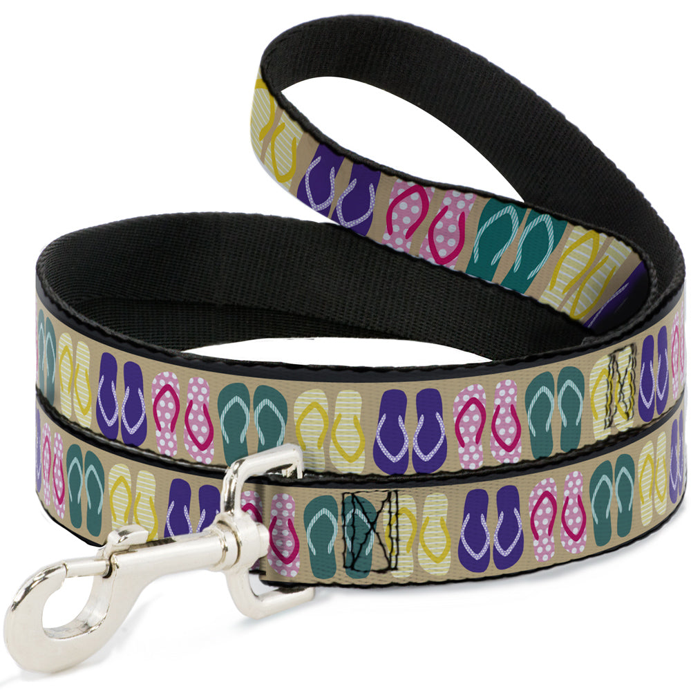 Dog Leash - Flip Flops5 CLOSE-UP Sand/Multi Color Dog Leashes Buckle-Down