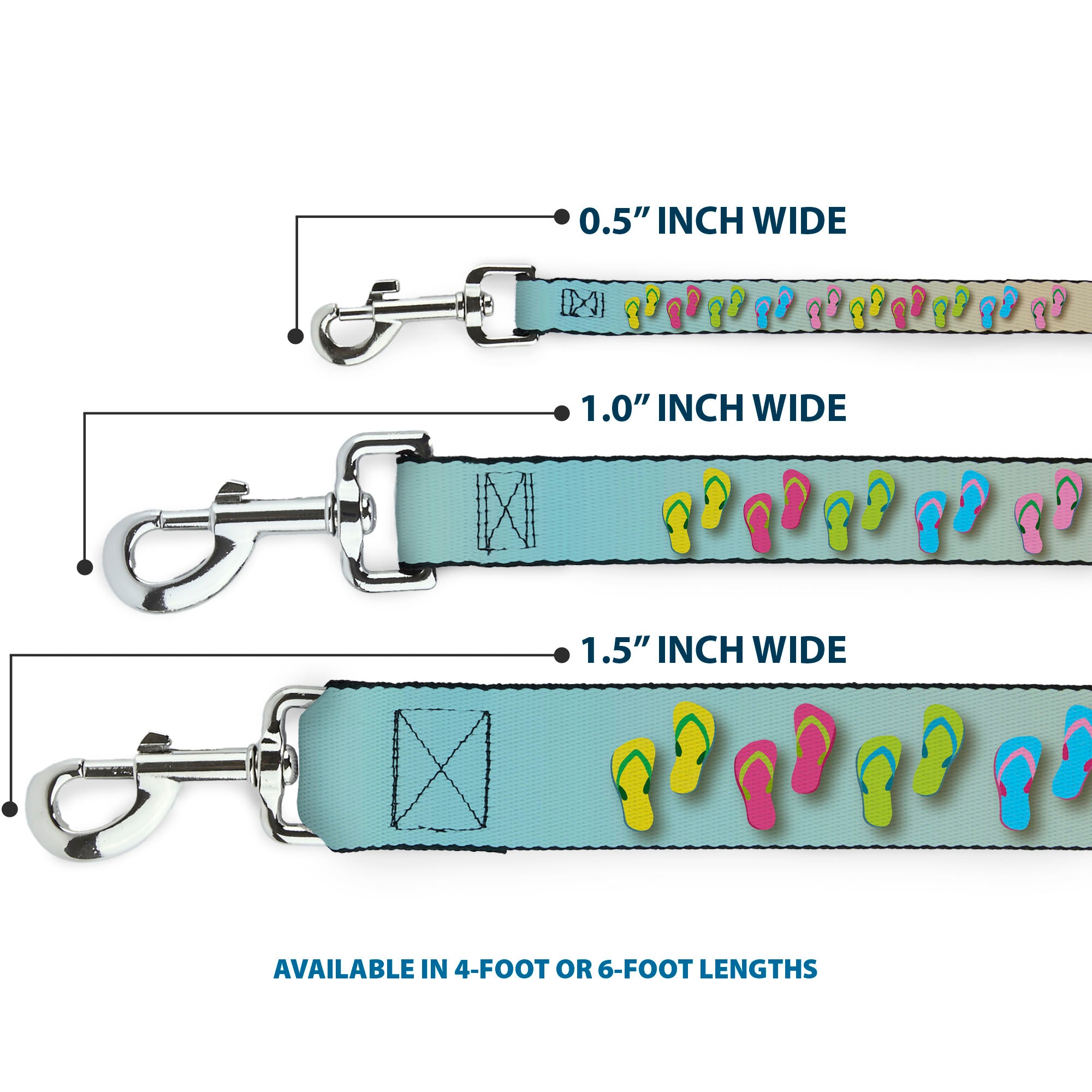 Dog Leash - Flip Flops7 LIFE'S A BEACH Tan/Aqua/White Dog Leashes Buckle-Down