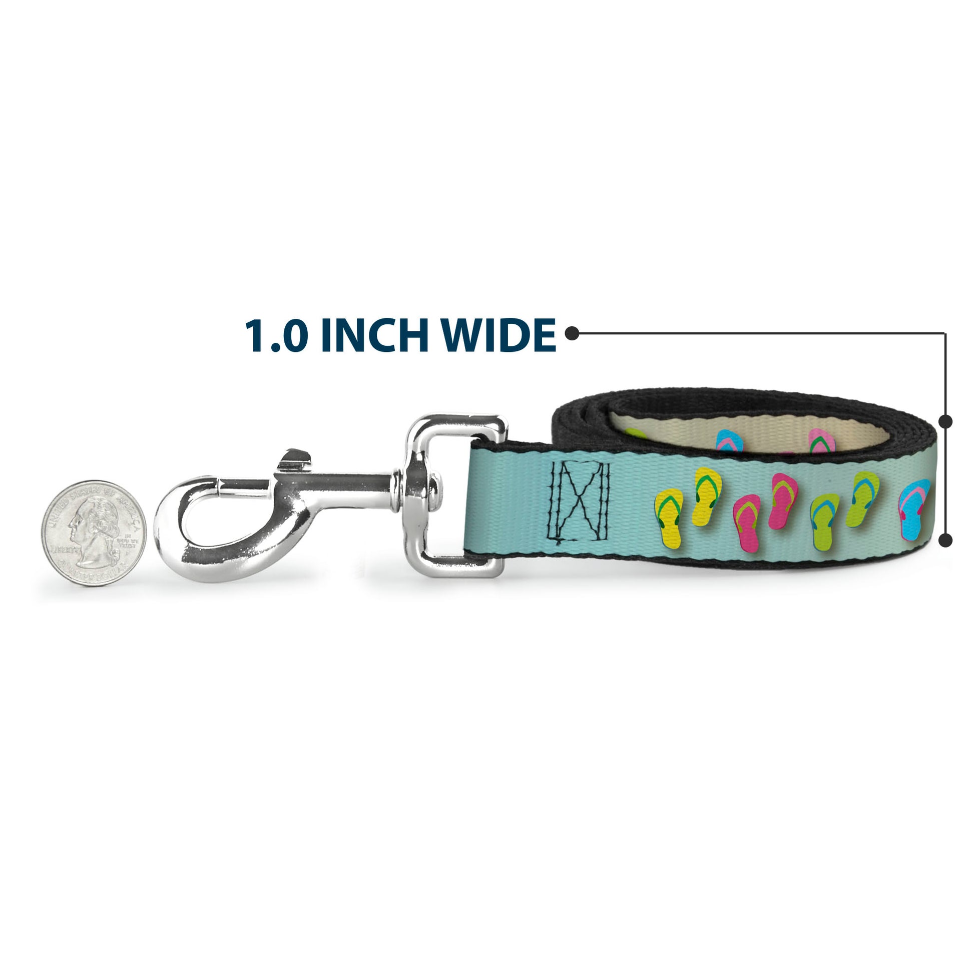 Dog Leash - Flip Flops7 LIFE'S A BEACH Tan/Aqua/White Dog Leashes Buckle-Down