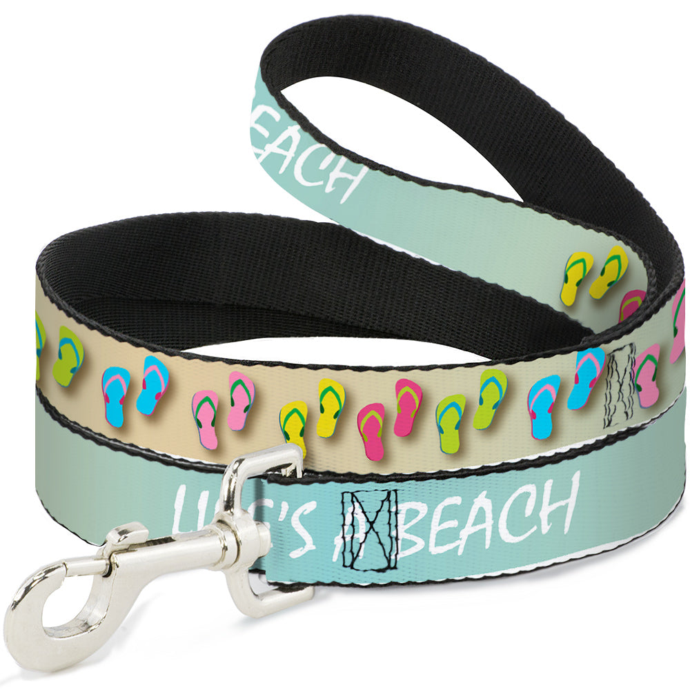 Dog Leash - Flip Flops7 LIFE'S A BEACH Tan/Aqua/White Dog Leashes Buckle-Down