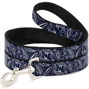 Dog Leash - Floral Paisley3 Blue/White/Gray Dog Leashes Buckle-Down