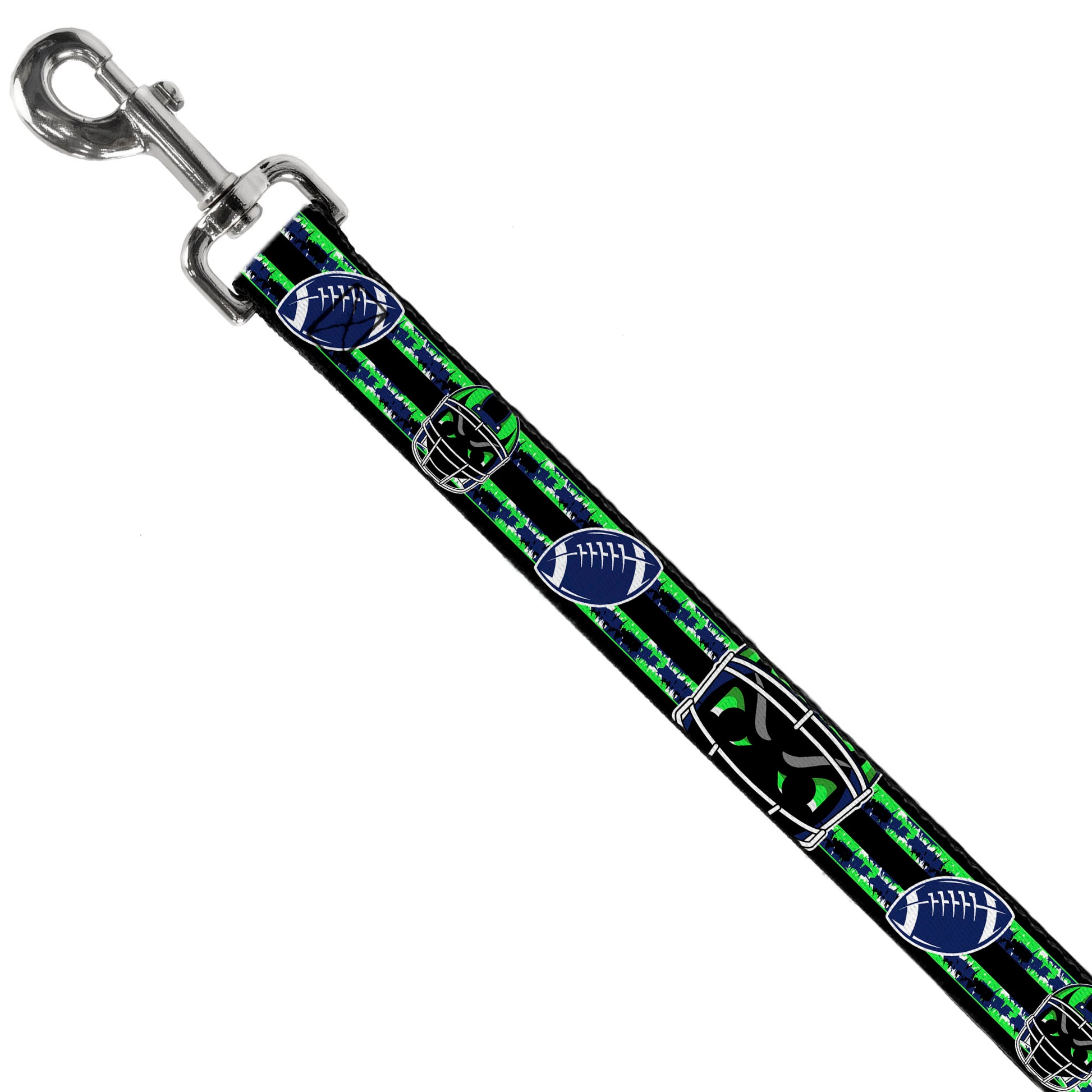 Dog Leash - Football/Helmet Stripe Black/Neon Green/Blue Dog Leashes Buckle-Down