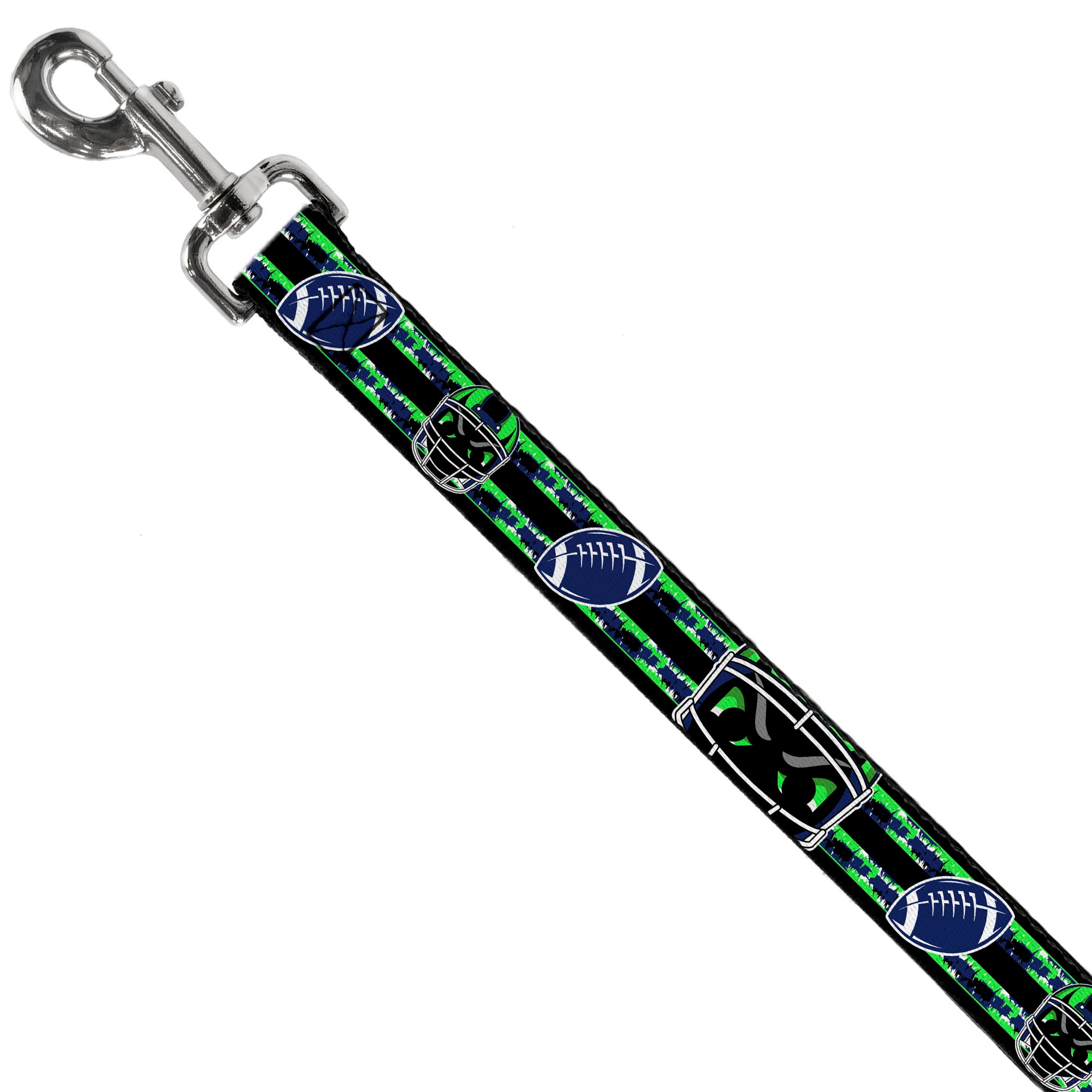 Dog Leash - Football/Helmet Stripe Black/Neon Green/Blue Dog Leashes Buckle-Down