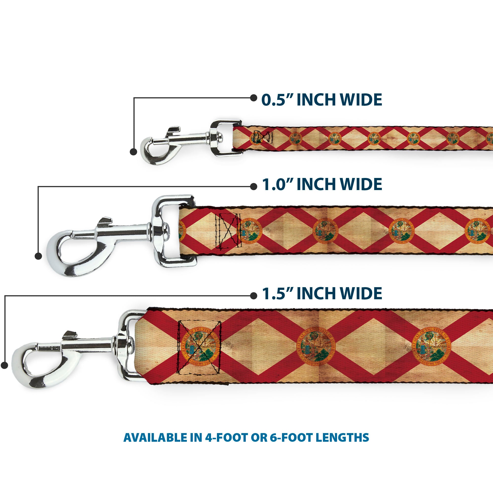Dog Leash - Florida Flag Continuous Vintage Dog Leashes Buckle-Down