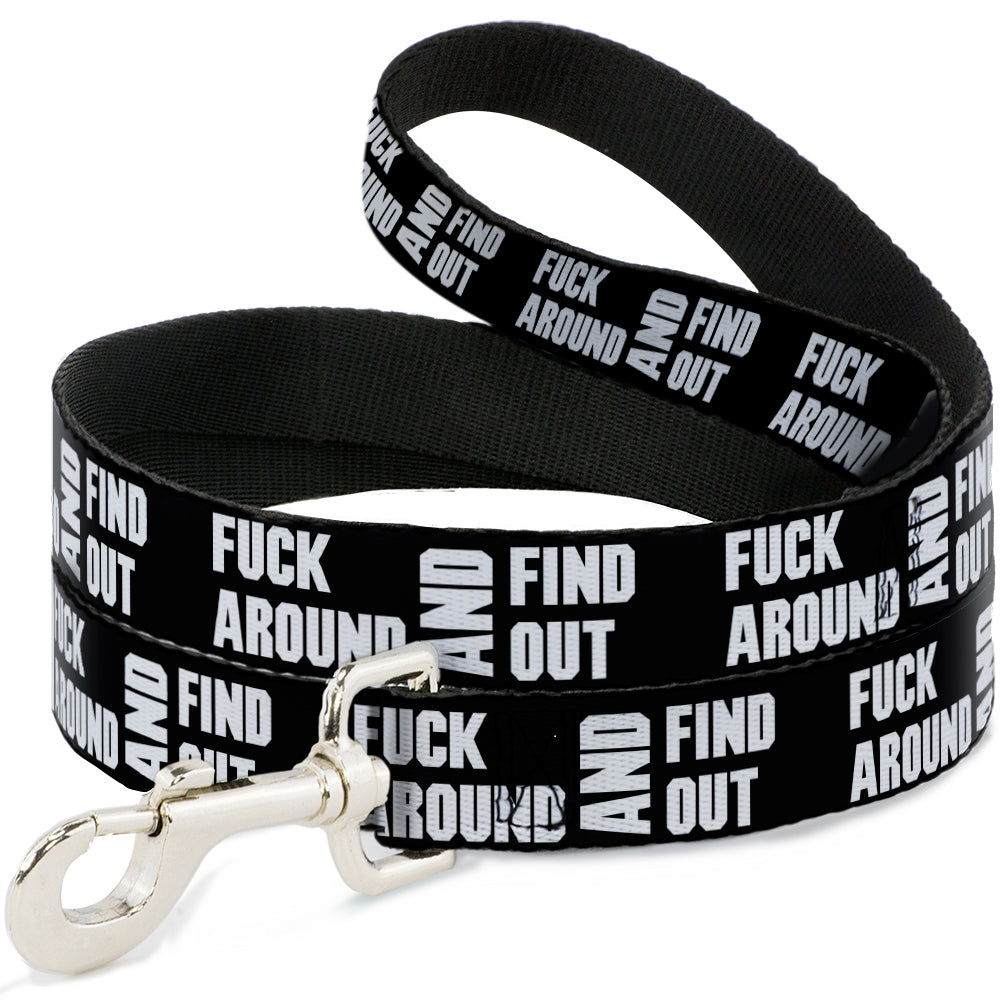Dog Leash - FAFO FUCK AROUND AND FIND OUT Bold Black/White Dog Leashes Buckle-Down