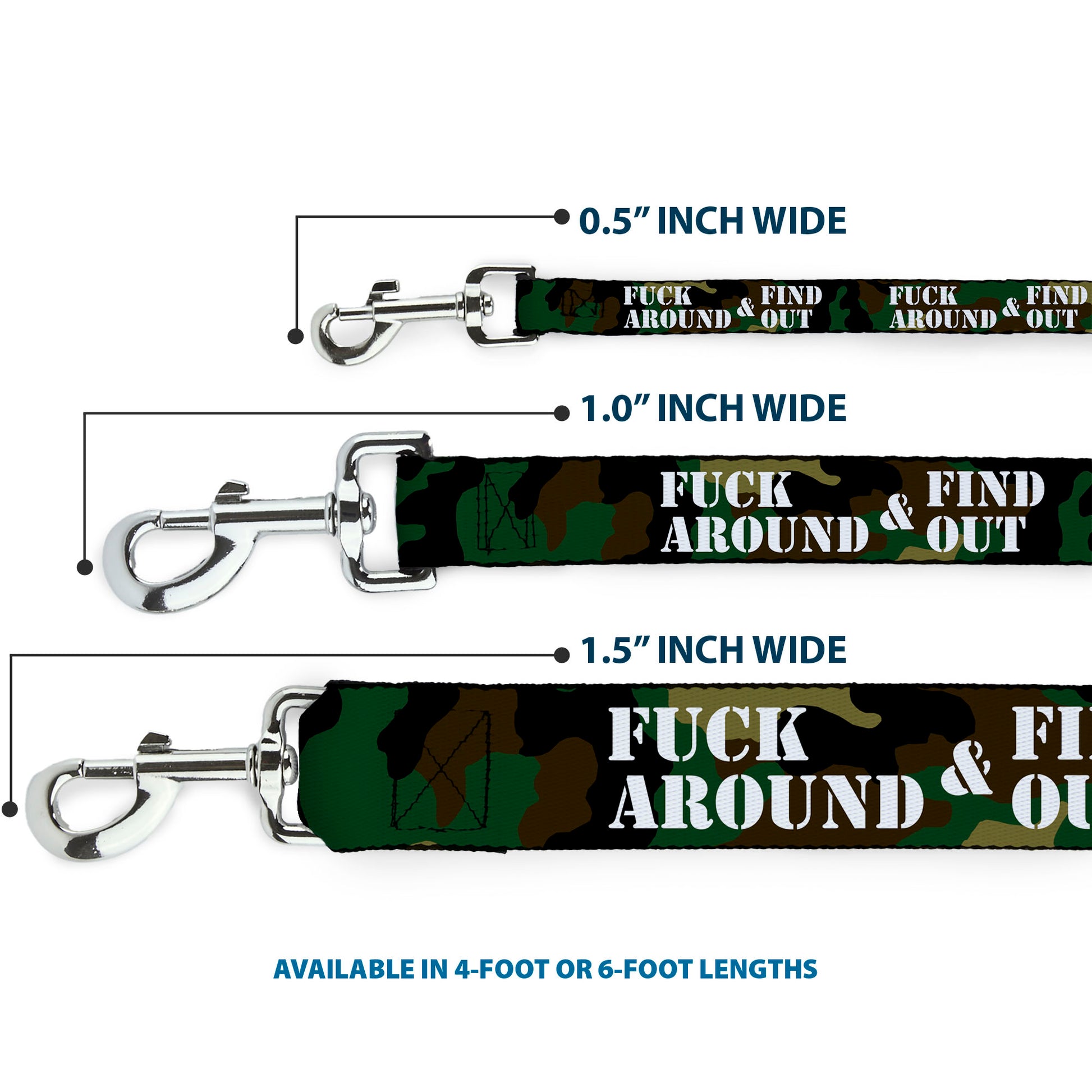 Dog Leash - FAFO FUCK AROUND & FIND OUT Stencil Camo/White Dog Leashes Buckle-Down