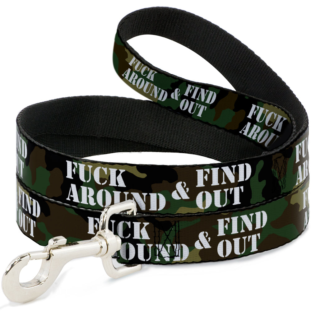 Dog Leash - FAFO FUCK AROUND & FIND OUT Stencil Camo/White Dog Leashes Buckle-Down