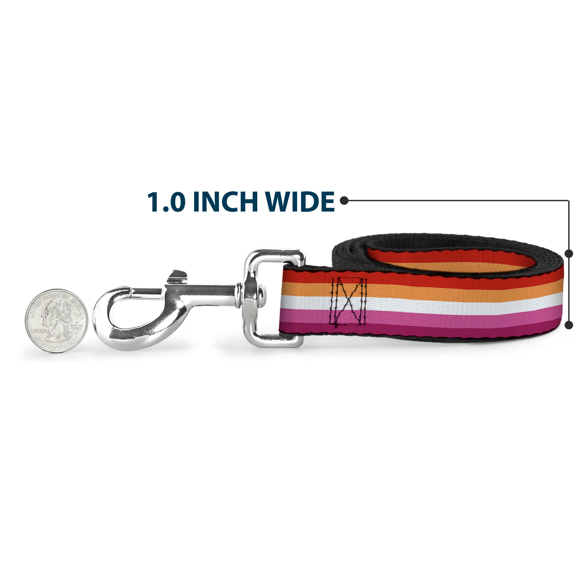 Dog Leash - Flag Lesbian Five Stripe Oranges/White/Pinks Dog Leashes Buckle-Down
