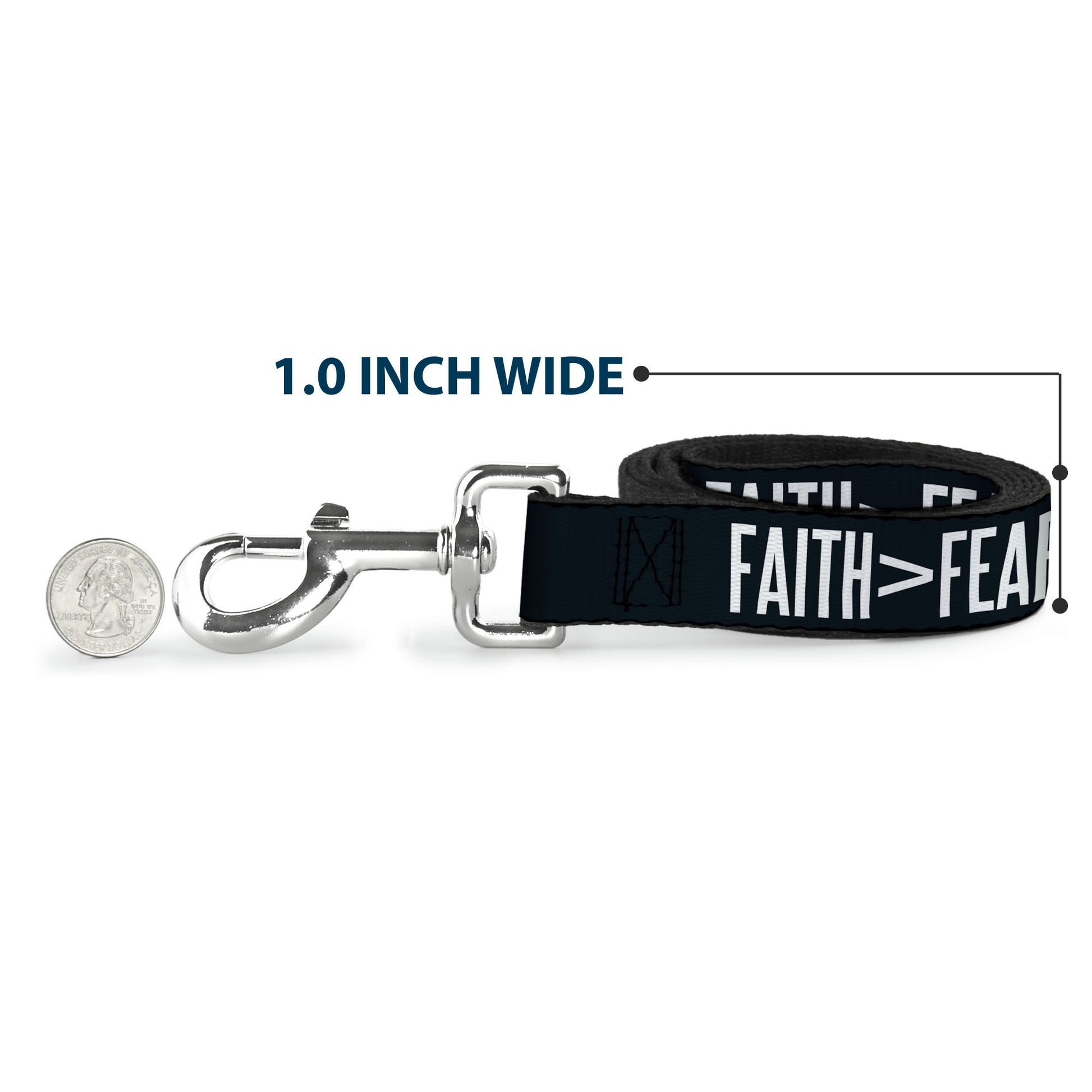 Dog Leash - FAITH Greater Than FEAR Navy Blue/White Dog Leashes Buckle-Down