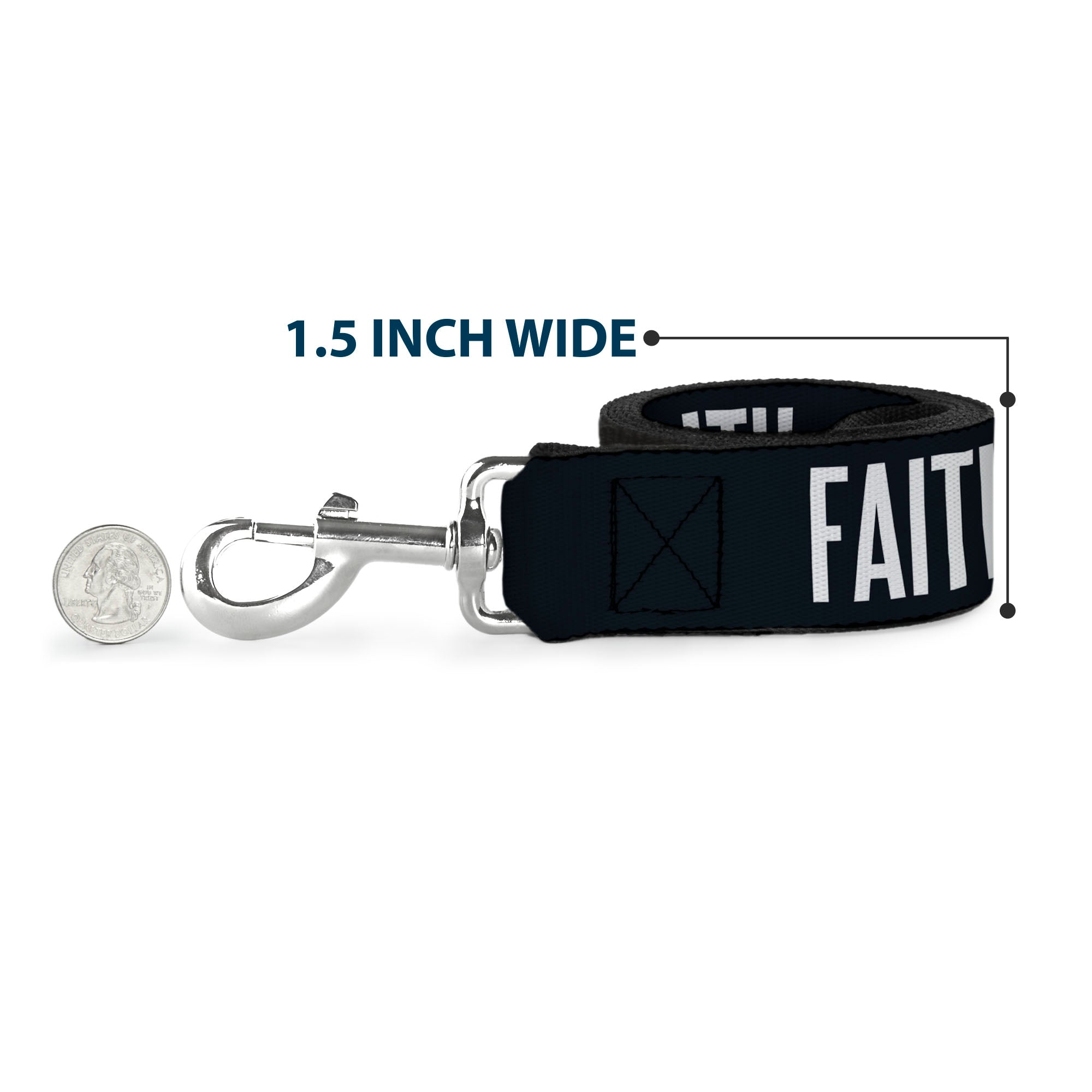 Dog Leash - FAITH Greater Than FEAR Navy Blue/White Dog Leashes Buckle-Down