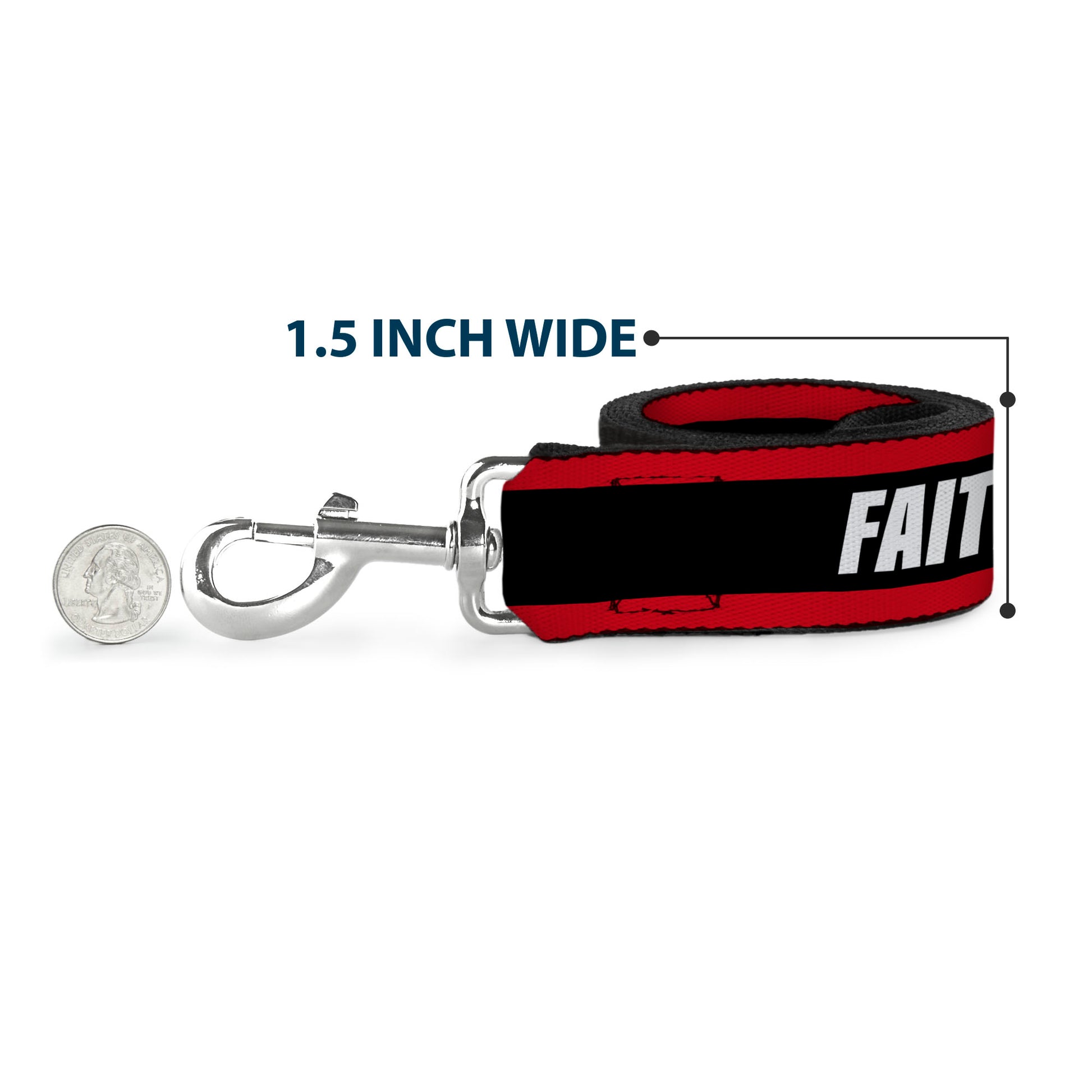 Dog Leash - FAITH Greater Than FEAR Stripe Red/Black/White Dog Leashes Buckle-Down