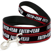 Dog Leash - FAITH Greater Than FEAR Stripe Red/Black/White Dog Leashes Buckle-Down