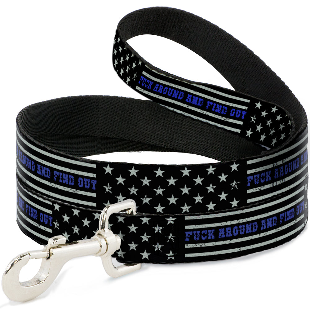 Dog Leash - FAFO FUCK AROUND AND FIND OUT Thin Blue Line Flag Dog Leashes Buckle-Down