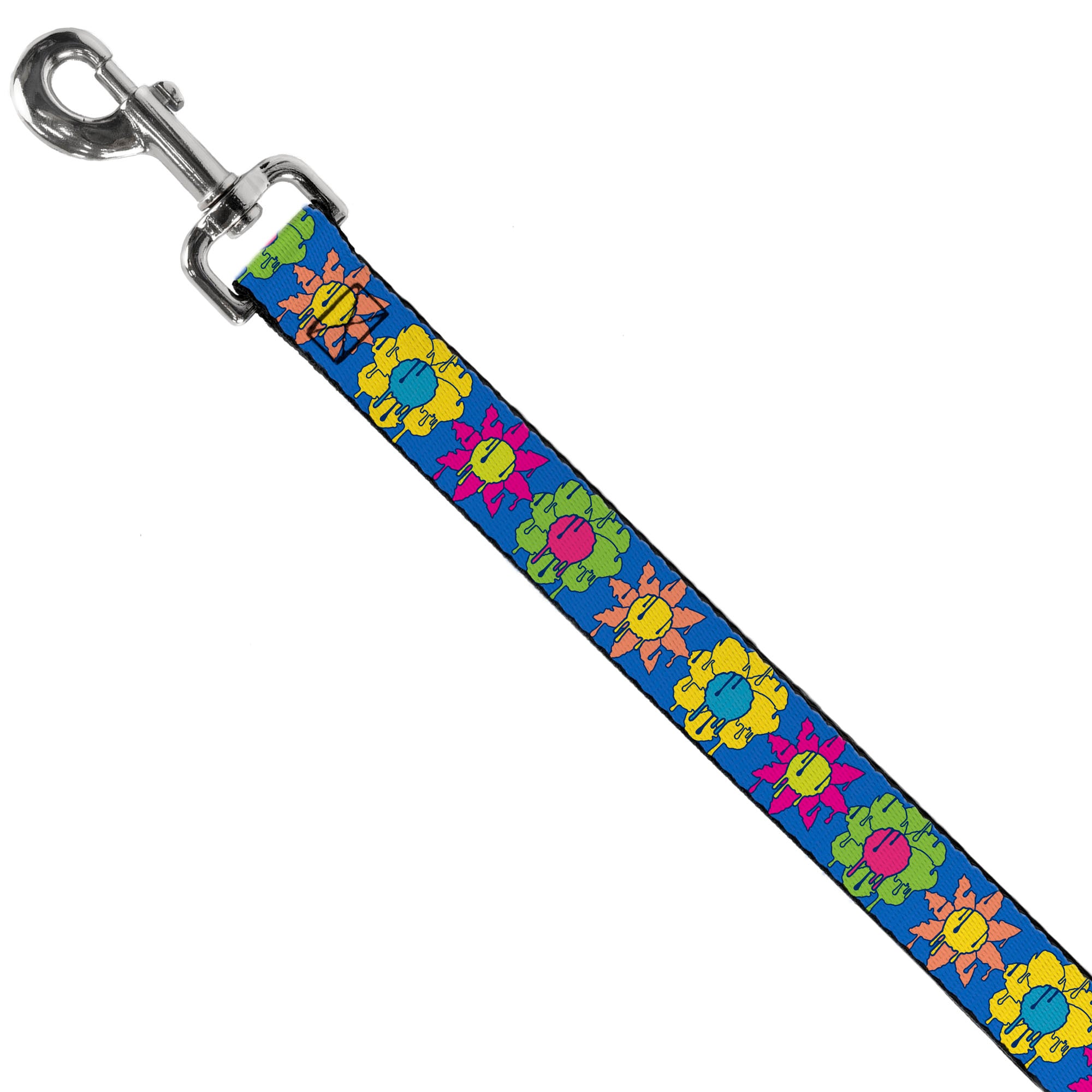 Dog Leash - Funky Flower Drip Blue/Multi Color Dog Leashes Buckle-Down
