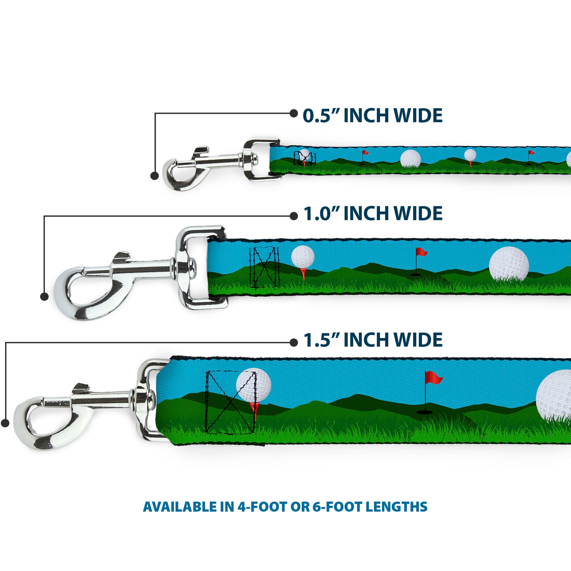 Dog Leash - Golf Course/Balls/Holes Blues/Greens Dog Leashes Buckle-Down
