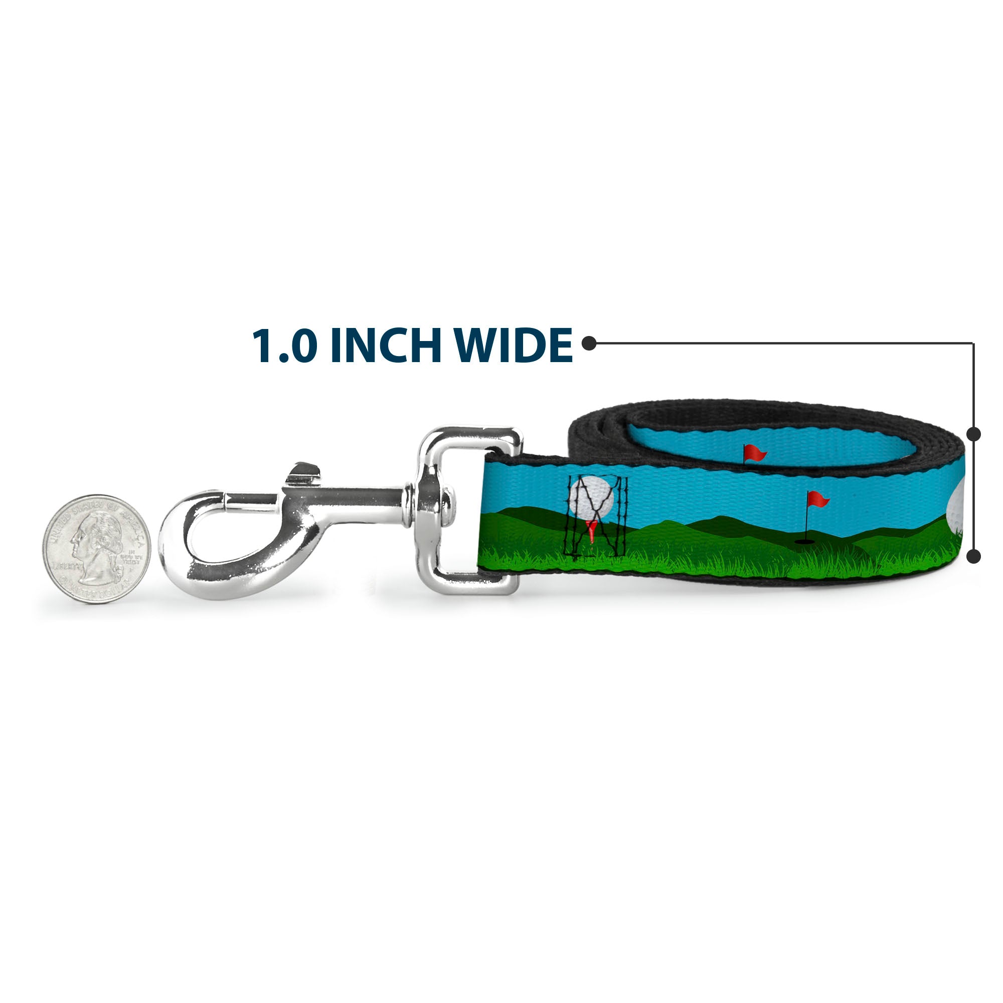 Dog Leash - Golf Course/Balls/Holes Blues/Greens Dog Leashes Buckle-Down