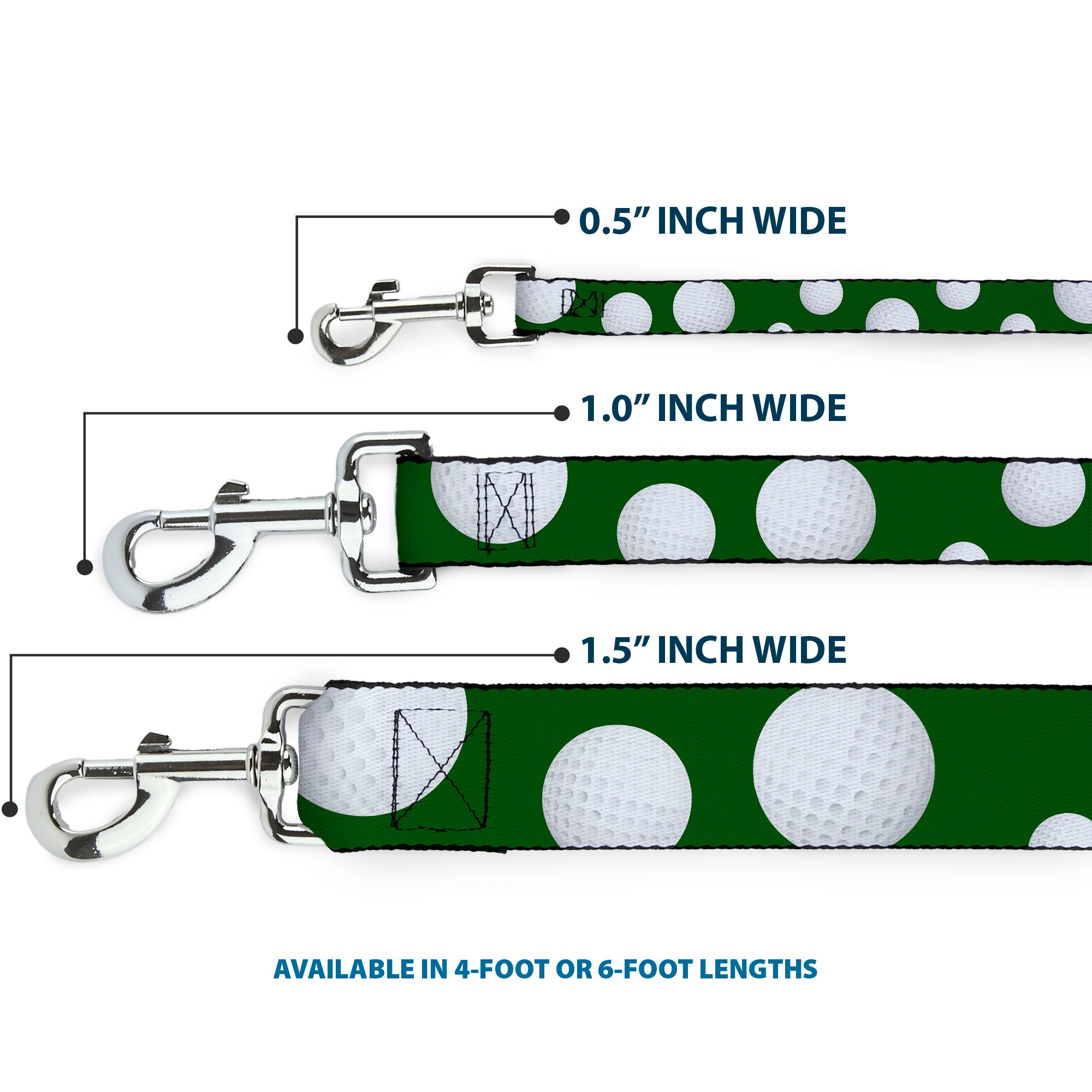 Dog Leash - Golf Balls Scattered Green/White Dog Leashes Buckle-Down