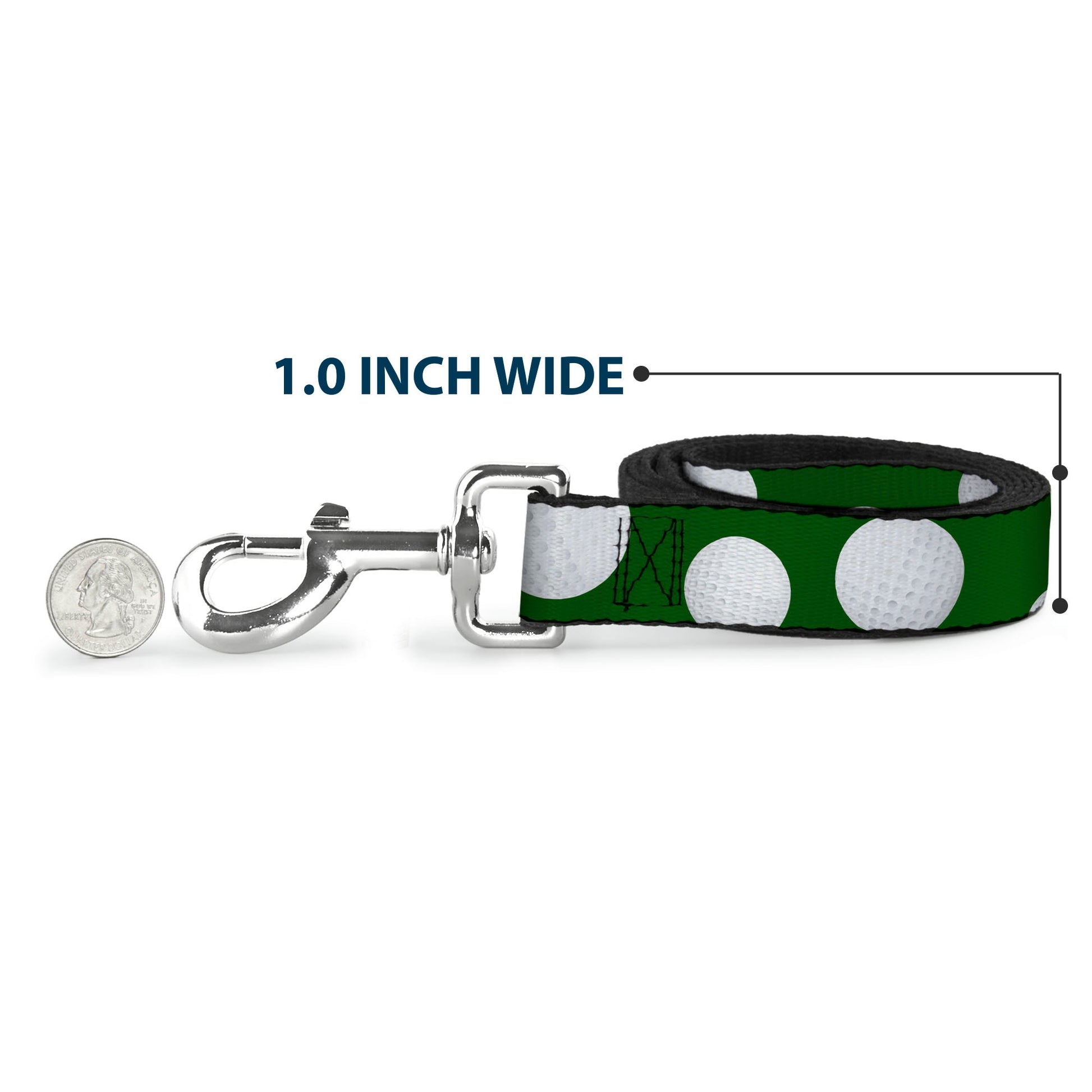 Dog Leash - Golf Balls Scattered Green/White Dog Leashes Buckle-Down