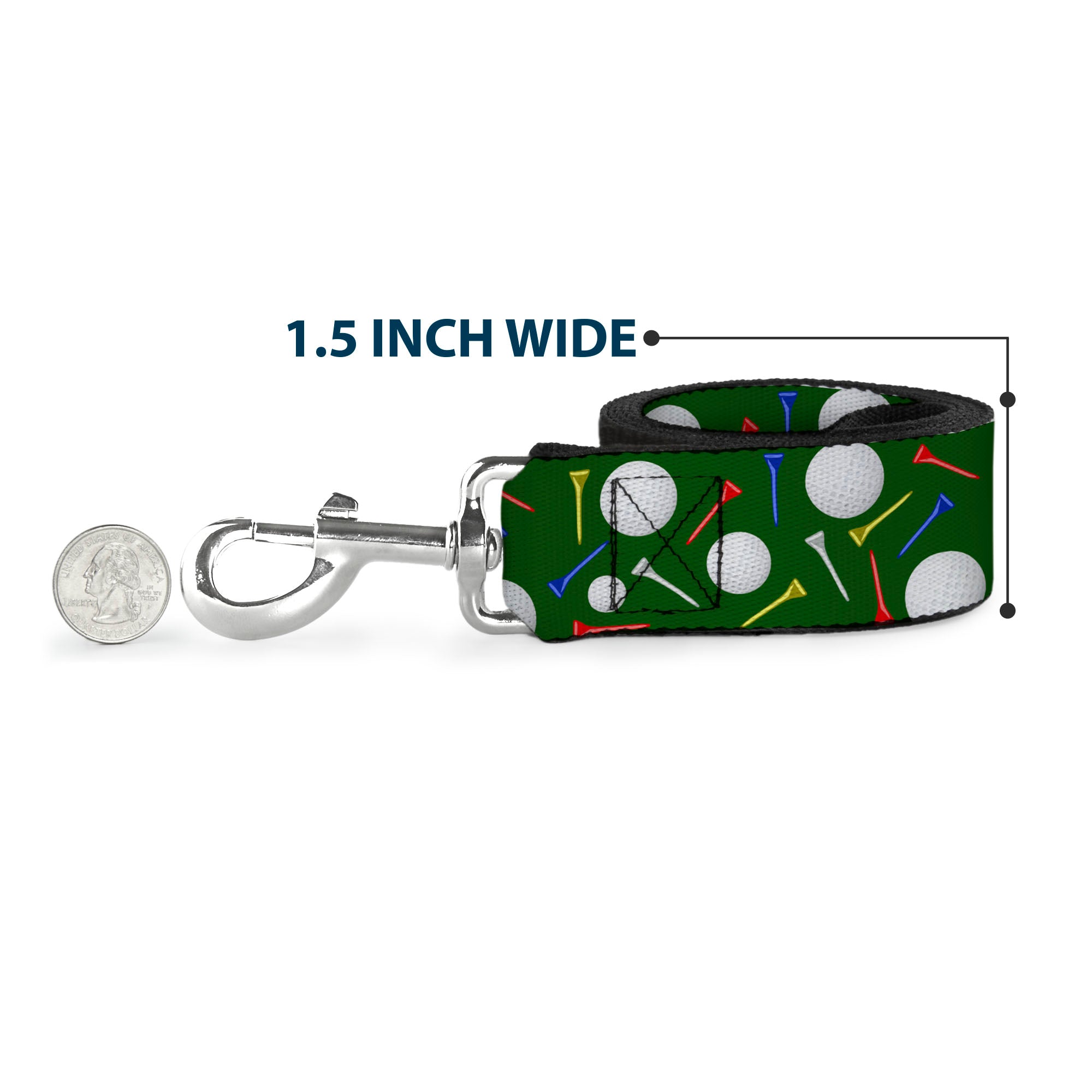 Dog Leash - Golf Balls/Tees Scattered Green/Multi Color Dog Leashes Buckle-Down