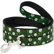 Dog Leash - Golf Balls/Tees Scattered Green/Multi Color Dog Leashes Buckle-Down