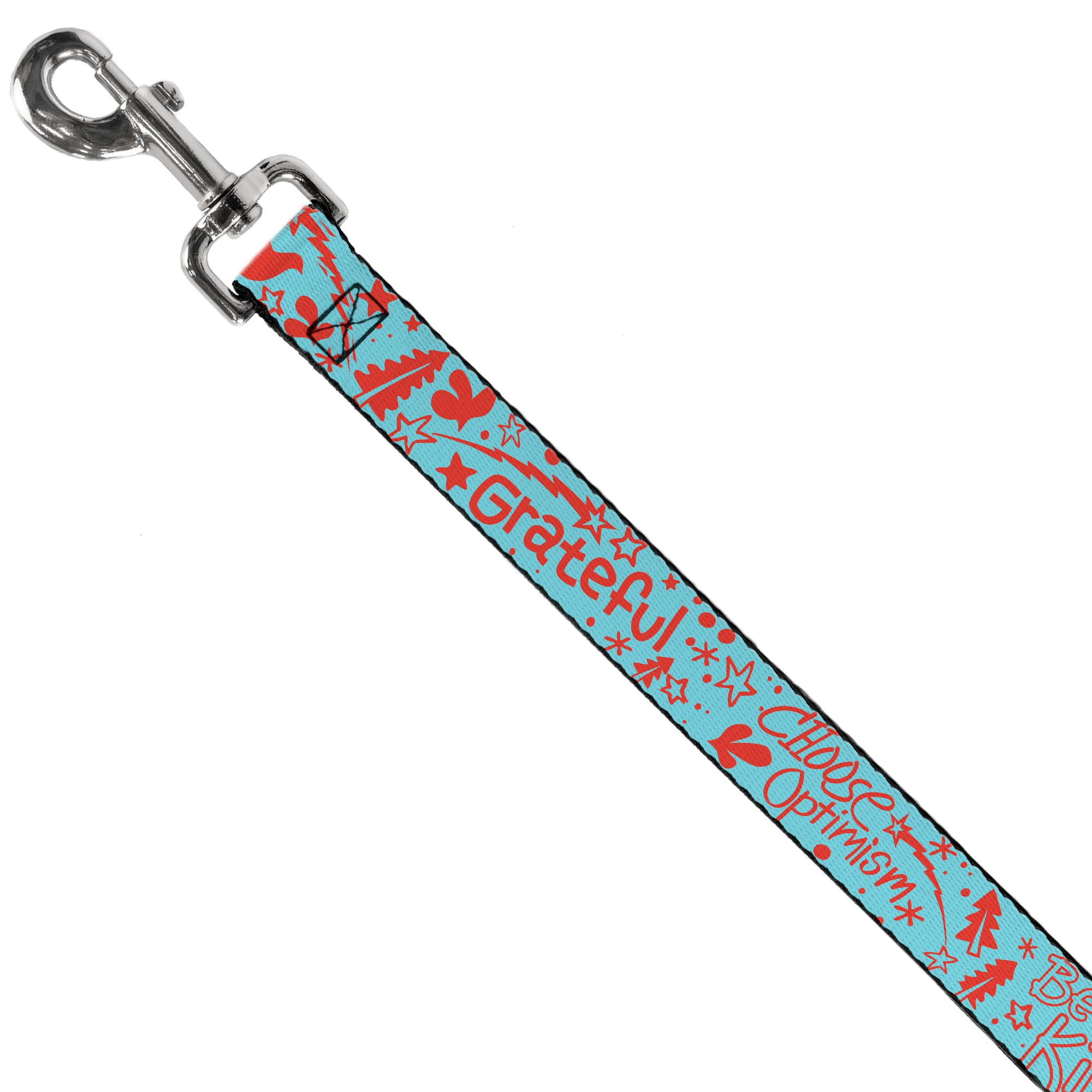 Dog Leash - GRATEFUL OPTIMISM BE KIND Icons Collage Blue/Red Dog Leashes Buckle-Down