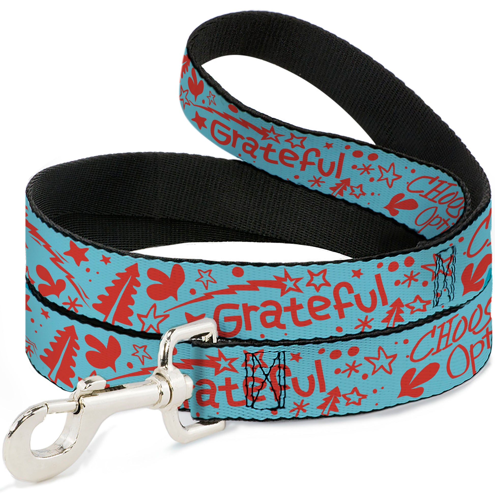Dog Leash - GRATEFUL OPTIMISM BE KIND Icons Collage Blue/Red Dog Leashes Buckle-Down