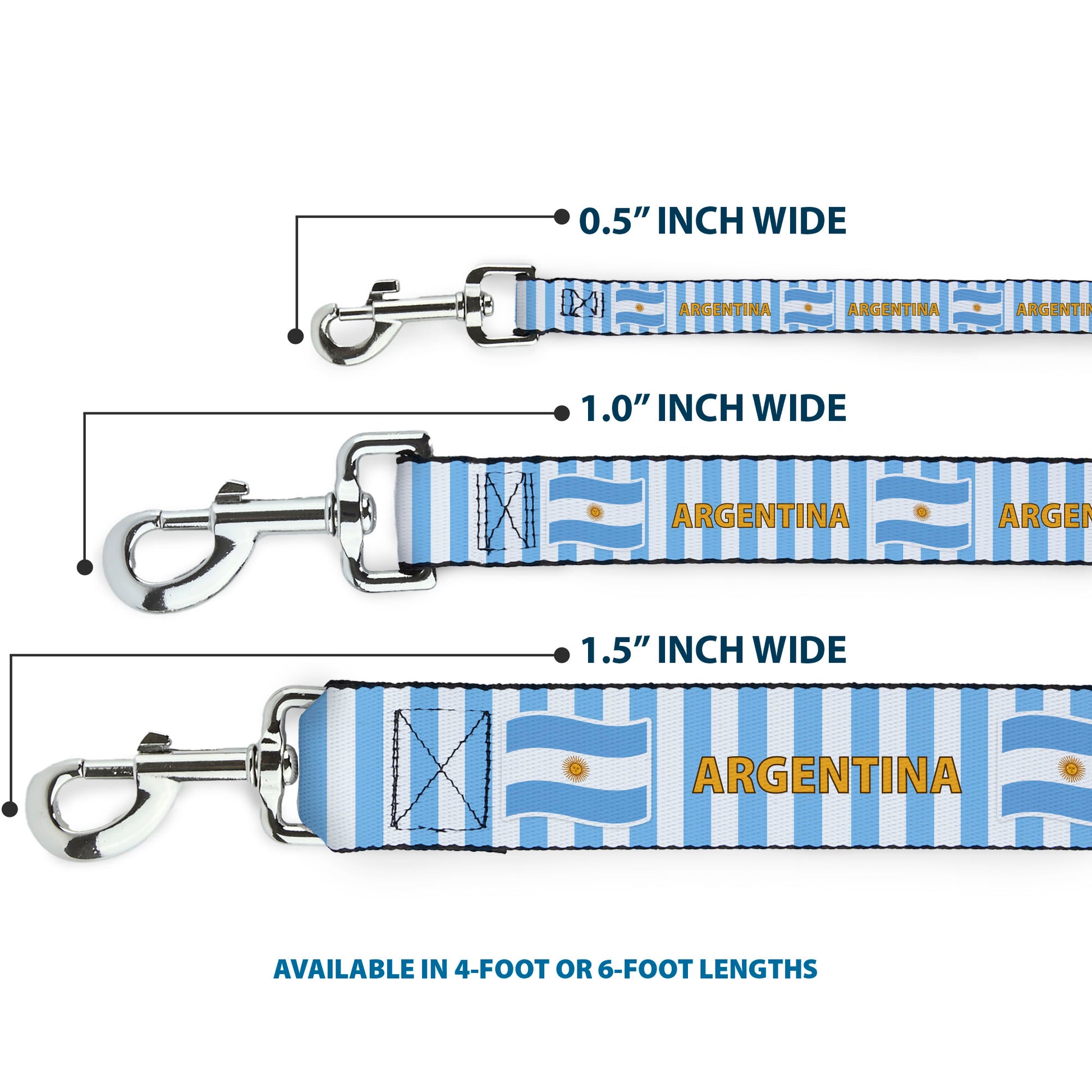 Dog Leash - Global Soccer Cup Series Argentina Spirit Flag Dog Leashes Buckle-Down