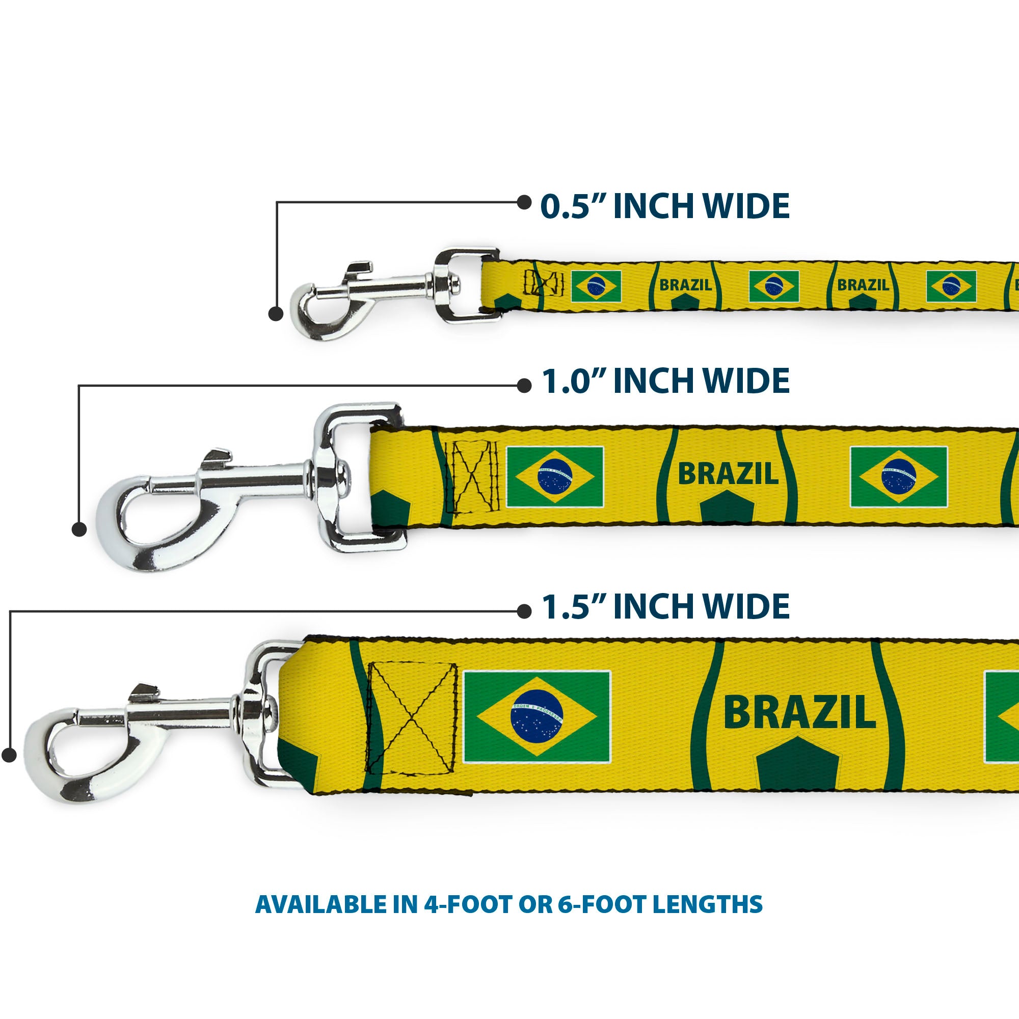 Dog Leash - Global Soccer Cup Series Brazil Spirit Flag Dog Leashes Buckle-Down