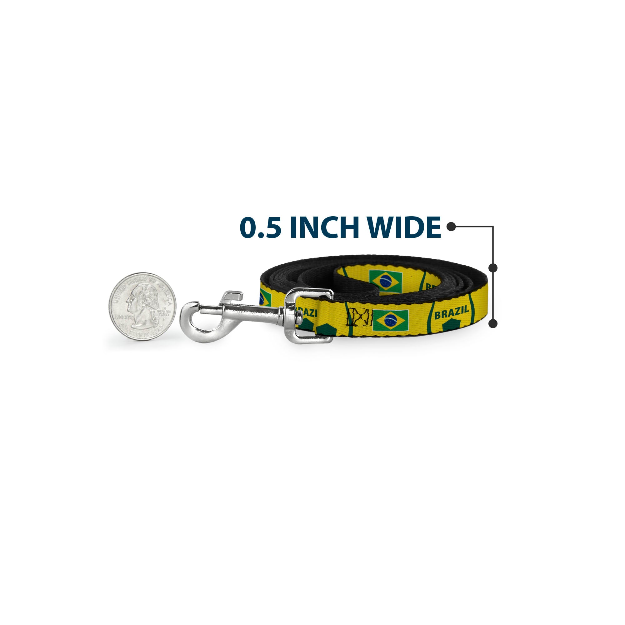 Dog Leash - Global Soccer Cup Series Brazil Spirit Flag Dog Leashes Buckle-Down