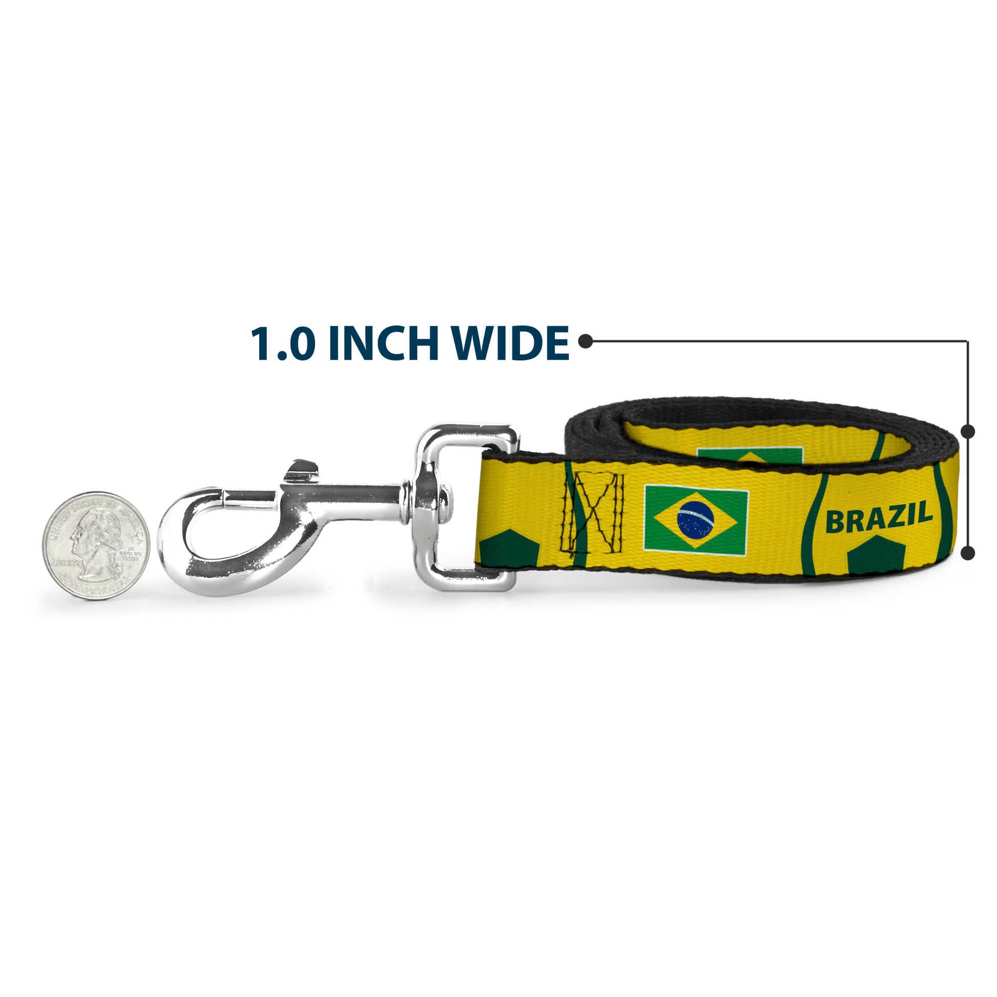Dog Leash - Global Soccer Cup Series Brazil Spirit Flag Dog Leashes Buckle-Down