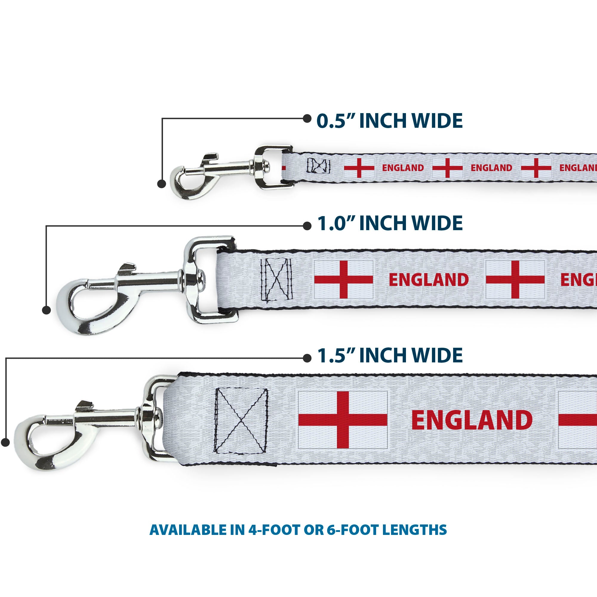 Dog Leash - Global Soccer Cup Series England Spirit Flag Dog Leashes Buckle-Down