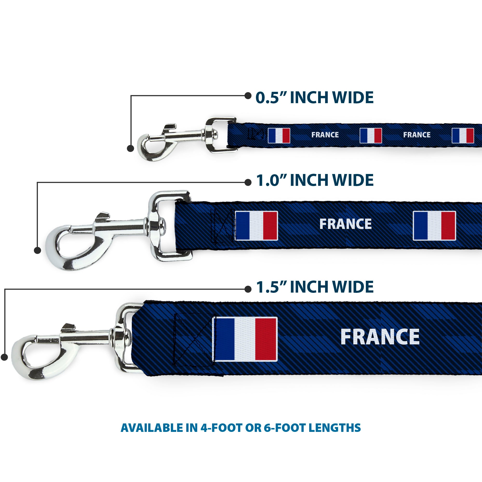 Dog Leash - Global Soccer Cup Series France Spirit Flag Dog Leashes Buckle-Down