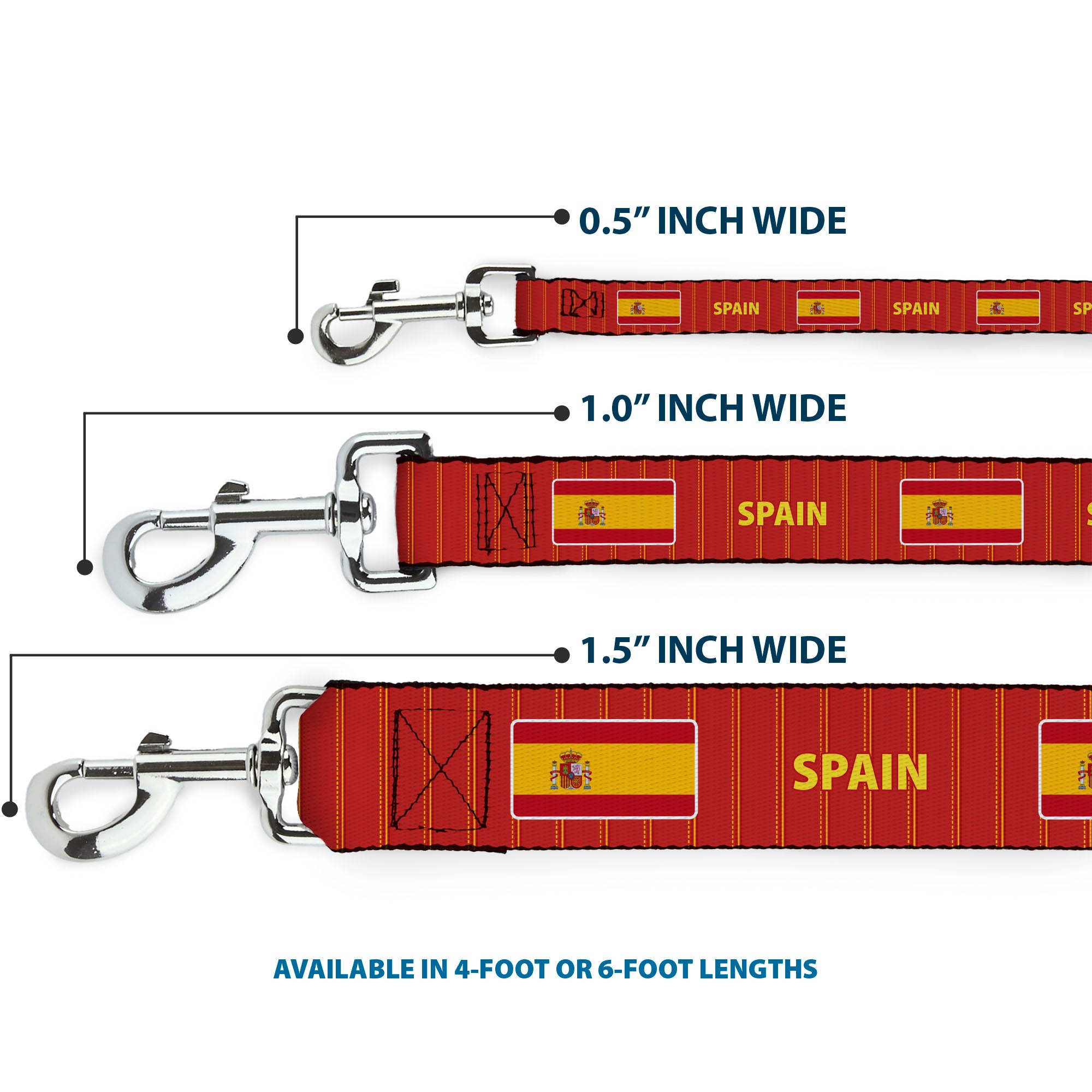Dog Leash - Global Soccer Cup Series Spain Spirit Flag Dog Leashes Buckle-Down