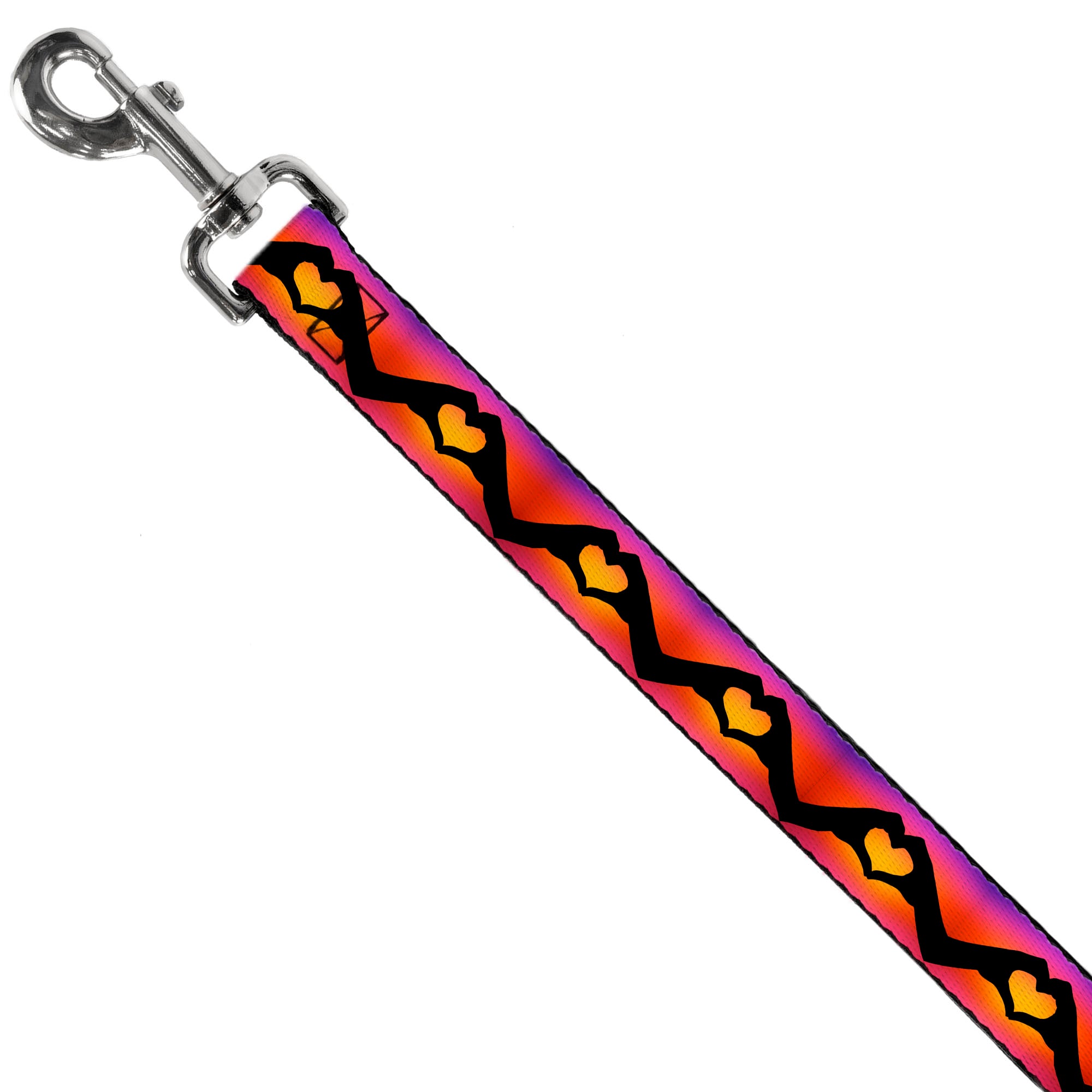 Dog Leash - Hand Heart Silhouette Ombre Purples/Orange/Pinks Dog Leashes Buckle-Down